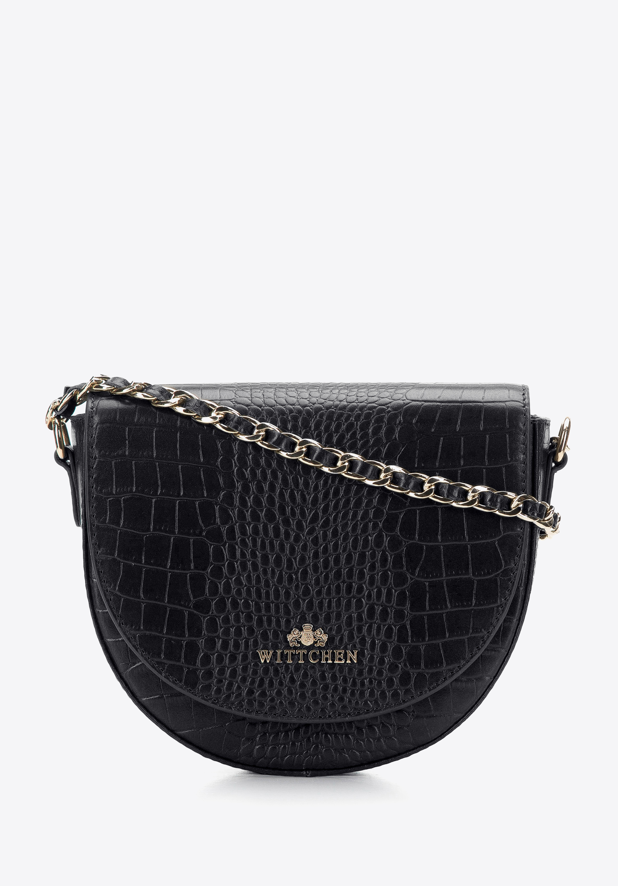 Damska listonoszka skórzana croco na łańcuszku