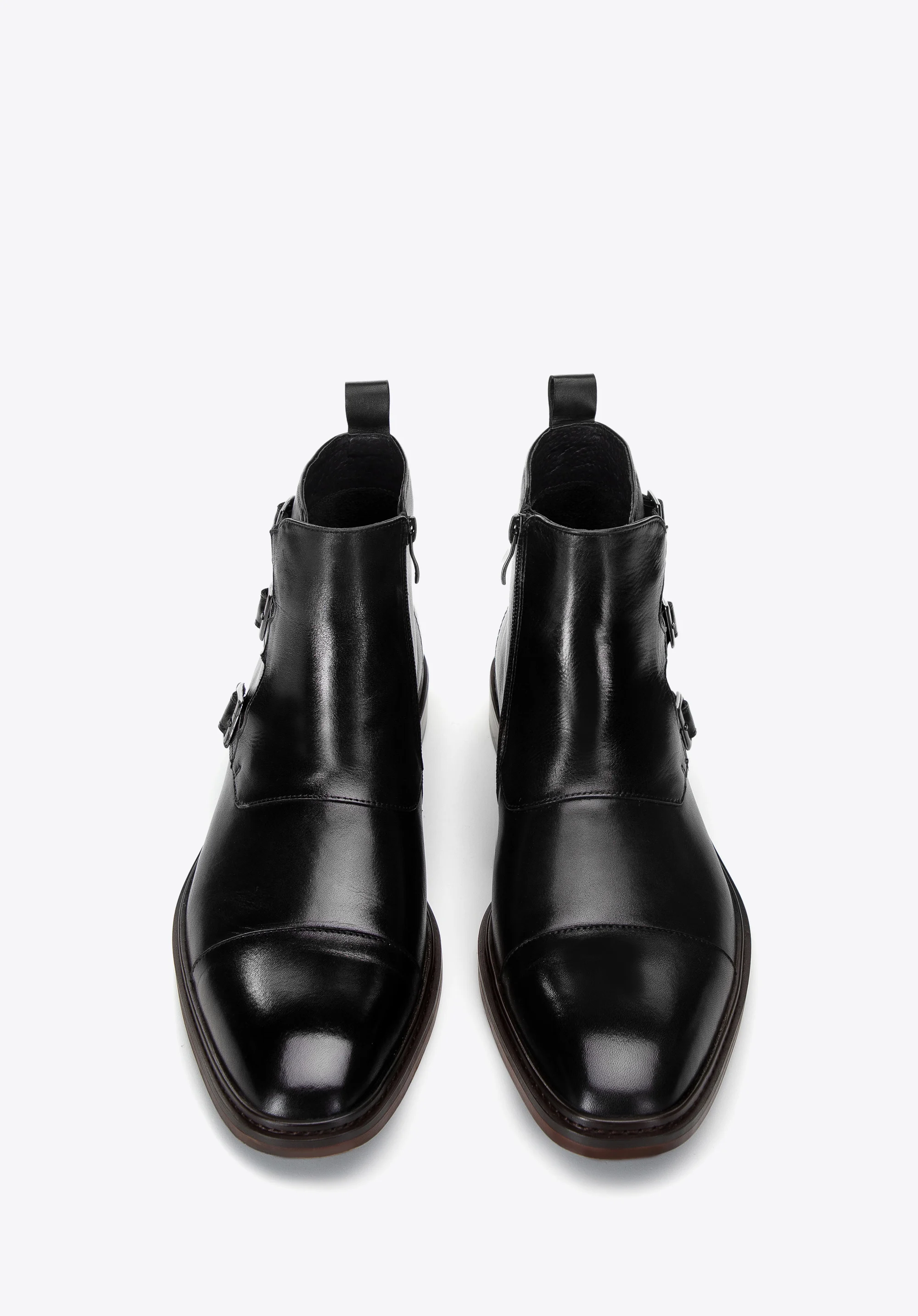 Męskie trzewiki skórzane z klamrami