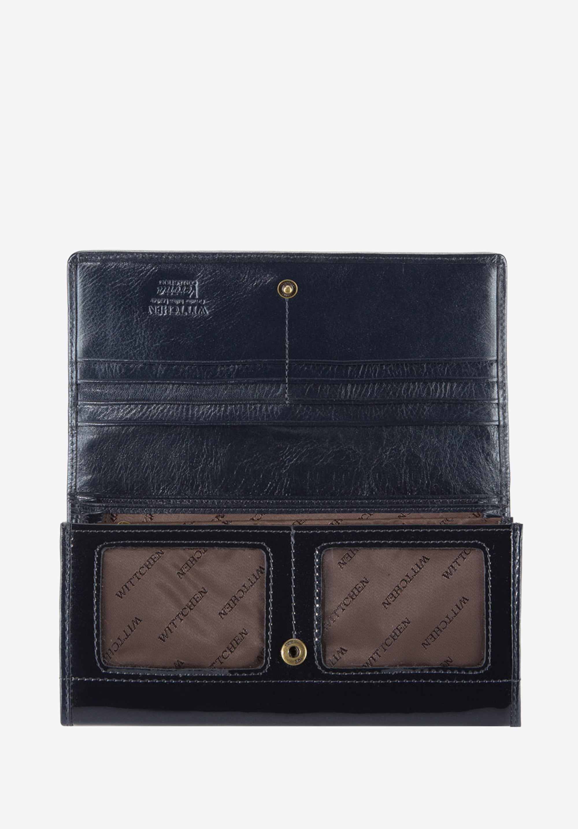 Damski portfel ze skóry lakierowany duży