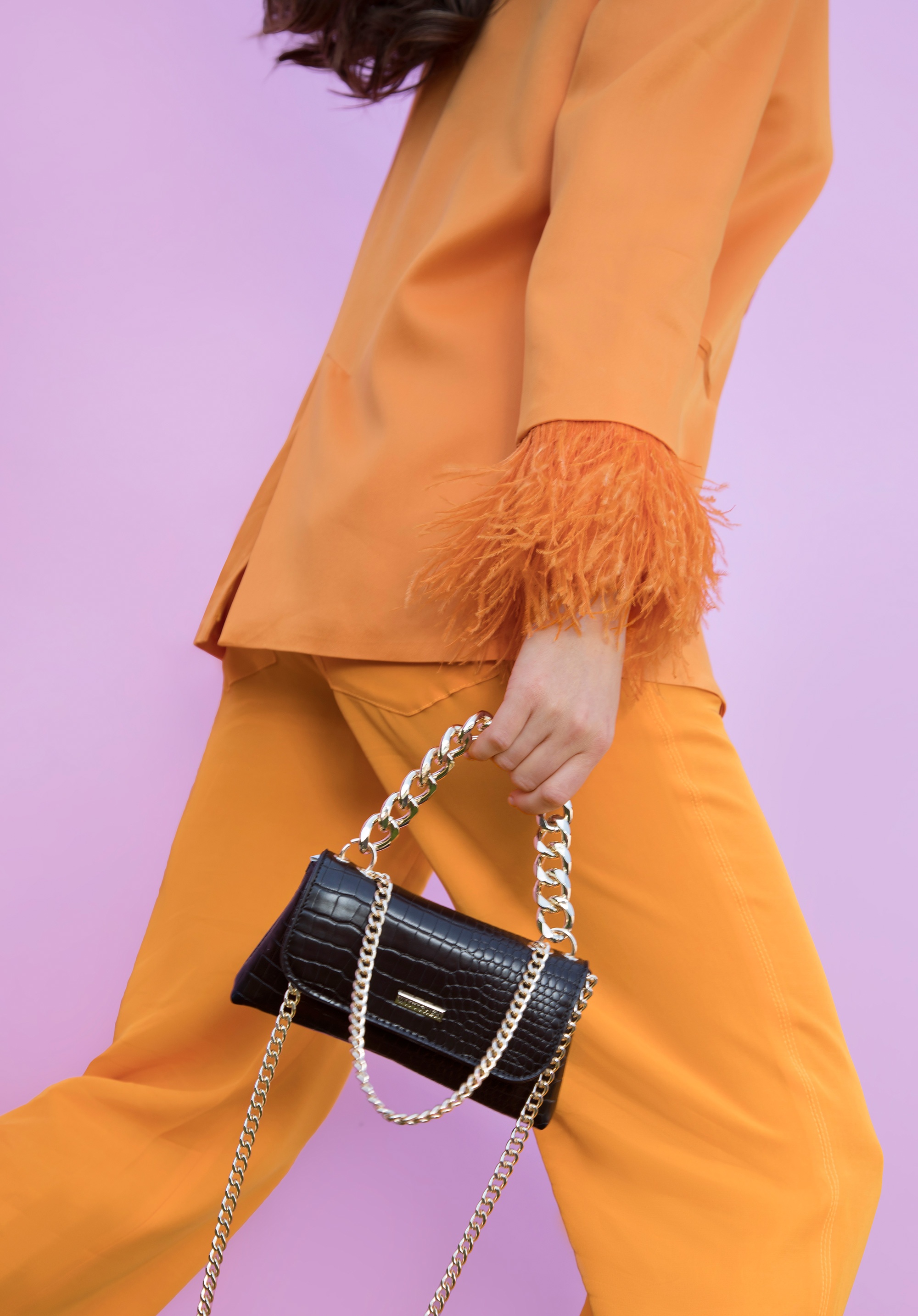 Minitorebka z ekoskóry croco z dwoma łańcuchami