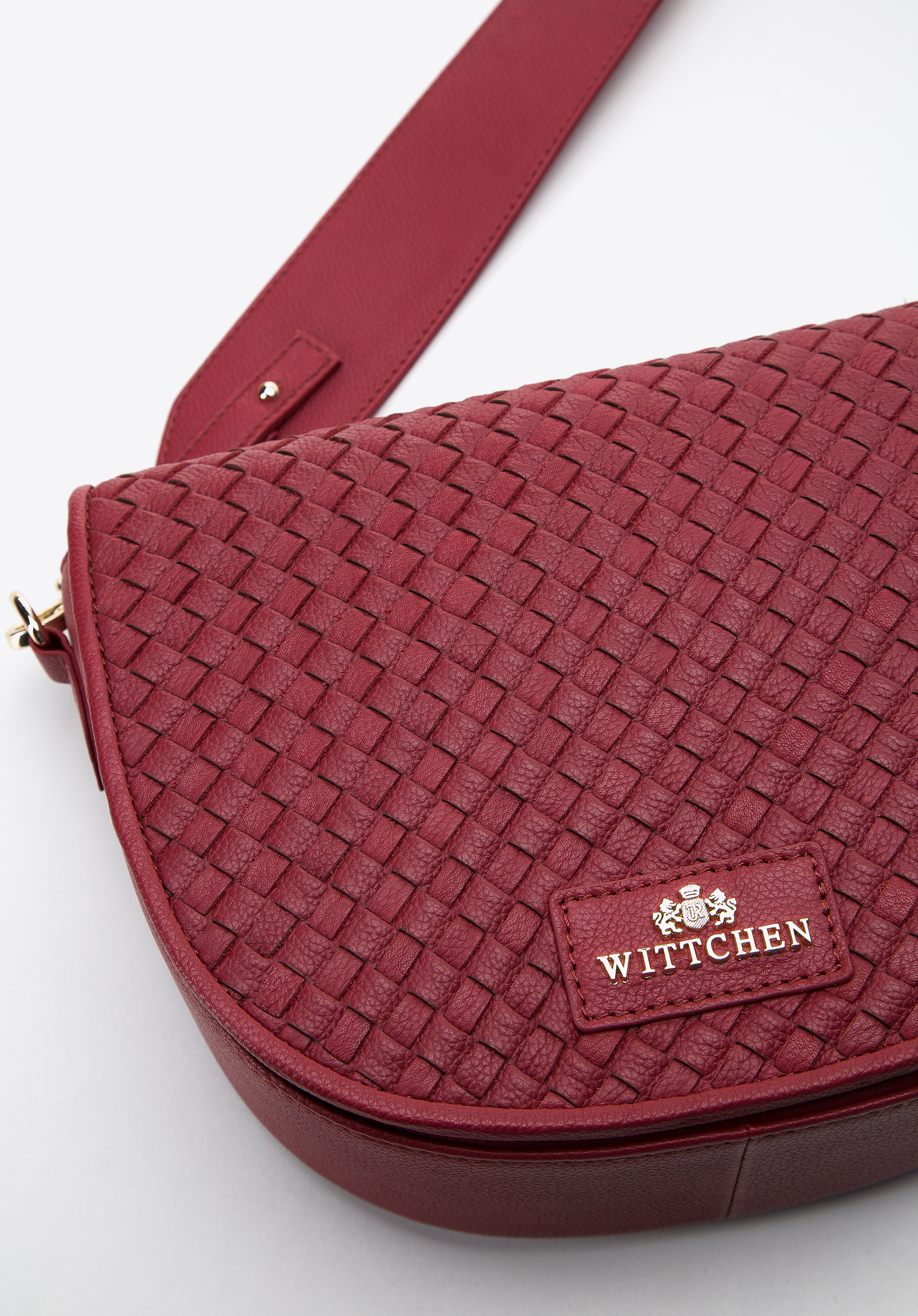 Damska listonoszka skórzana z plecionką na przodzie