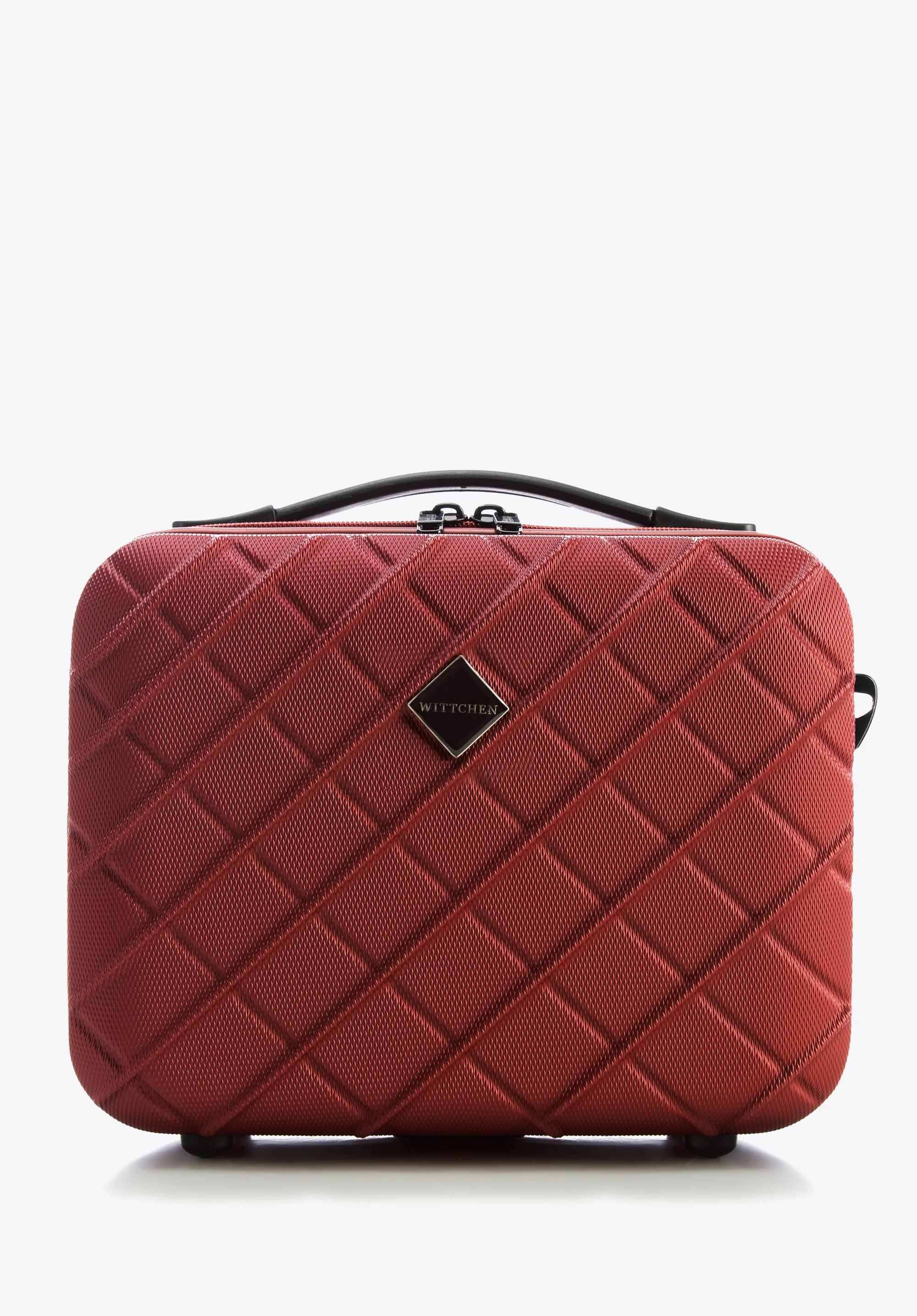 Średnia walizka z ABS-u w ukośną kratkę