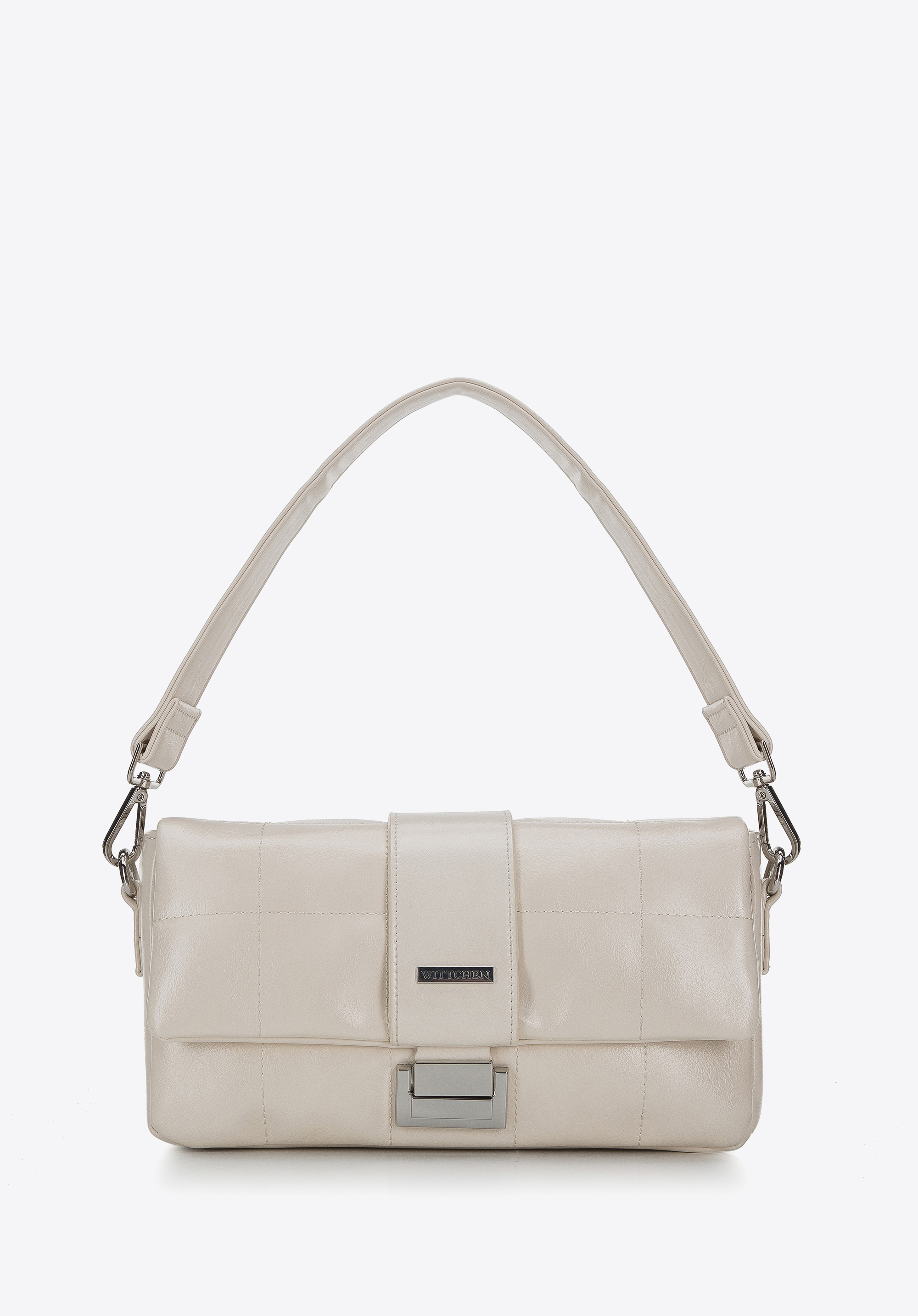 Damska torebka z błyszczącej pikowanej ekoskóry