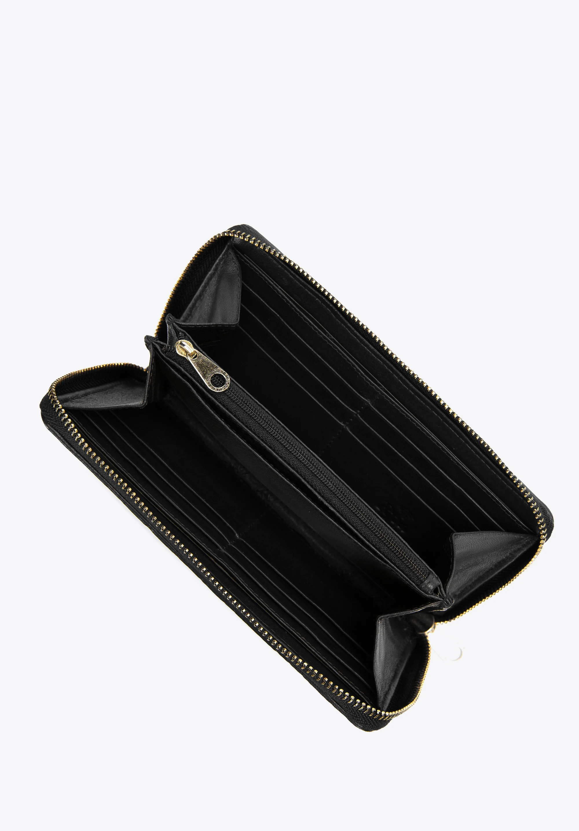 Damski portfel ze skórzanej plecionki duży