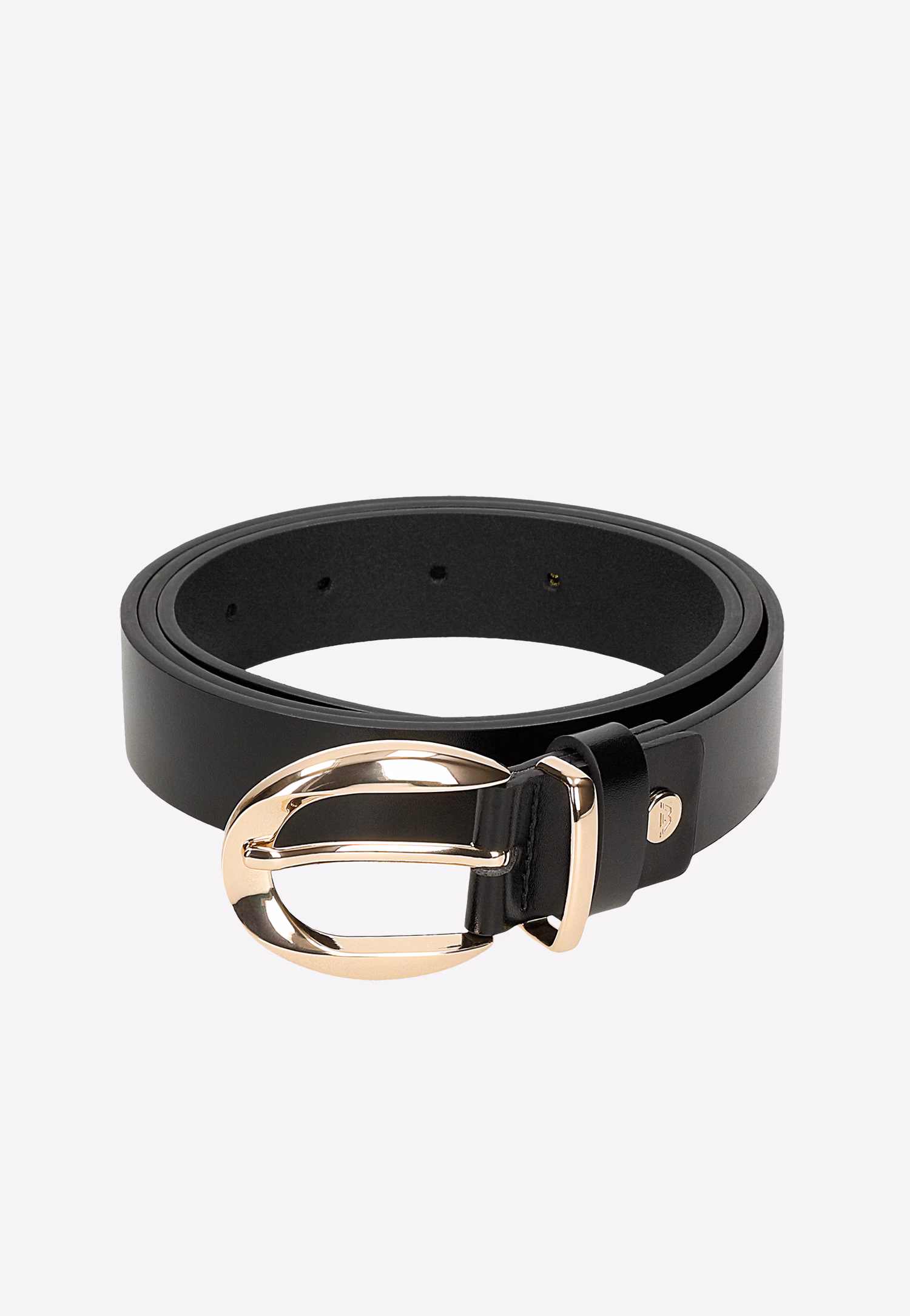 Czarny pasek ze złotą klamrą