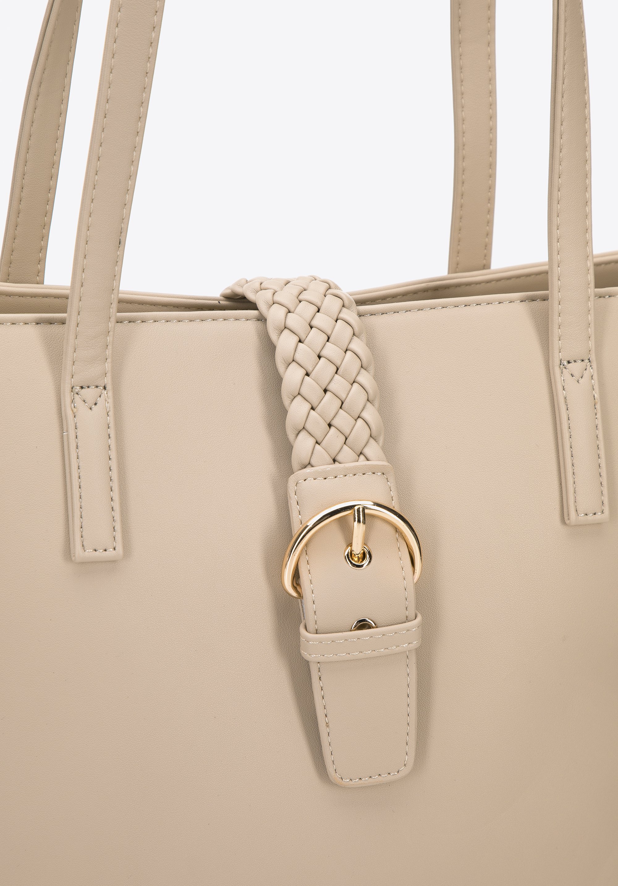 Torebka shopperka z paskiem z plecionki