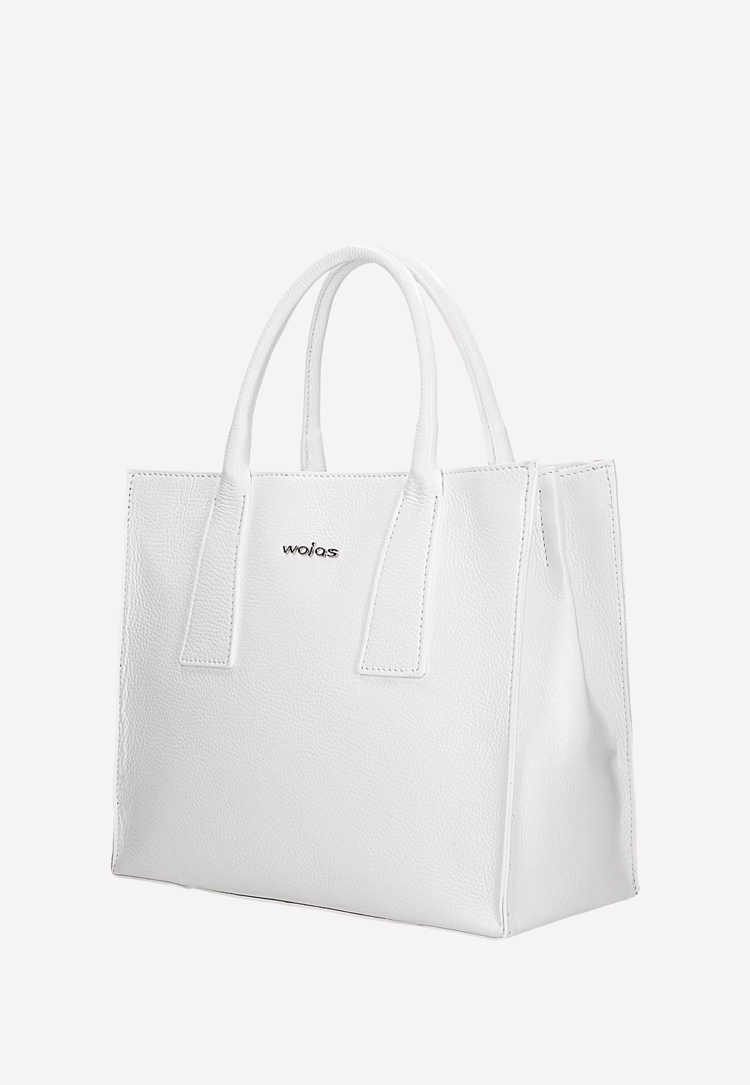 Mały skórzany kuferek damski w kolorze białym