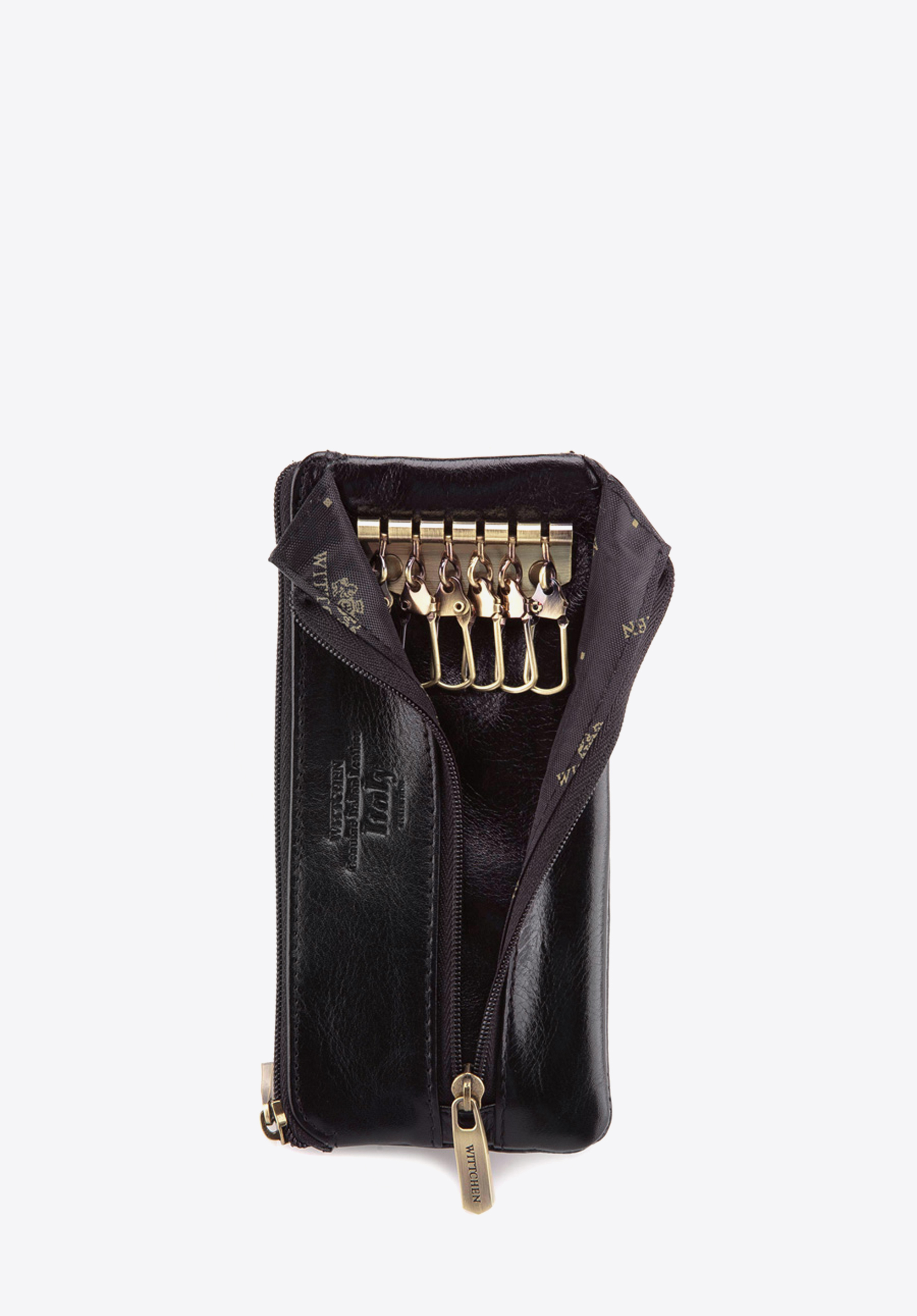 Etui na klucze skórzane z półotwartą kieszenią