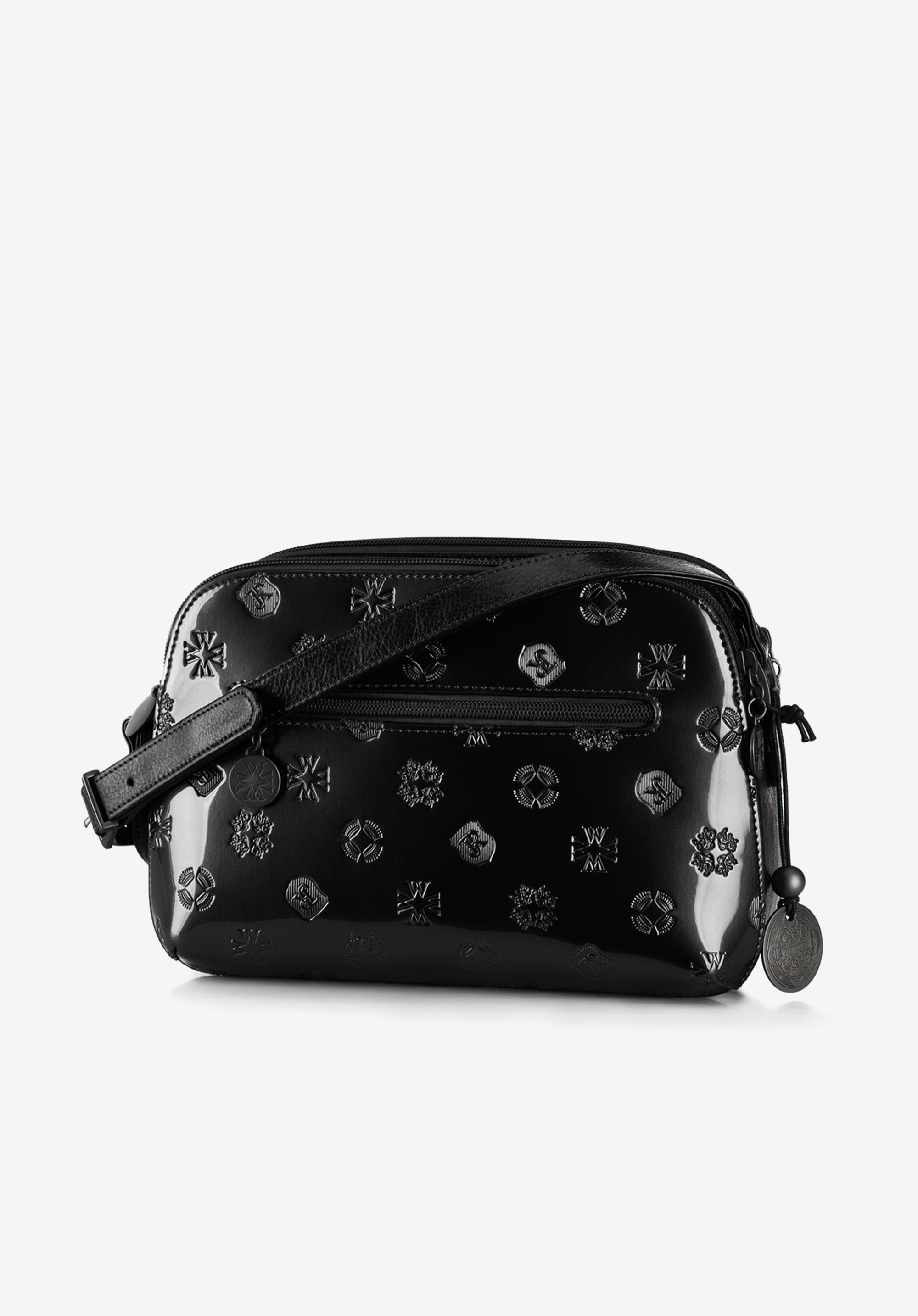 Damska listonoszka skórzana lakierowana z monogramem