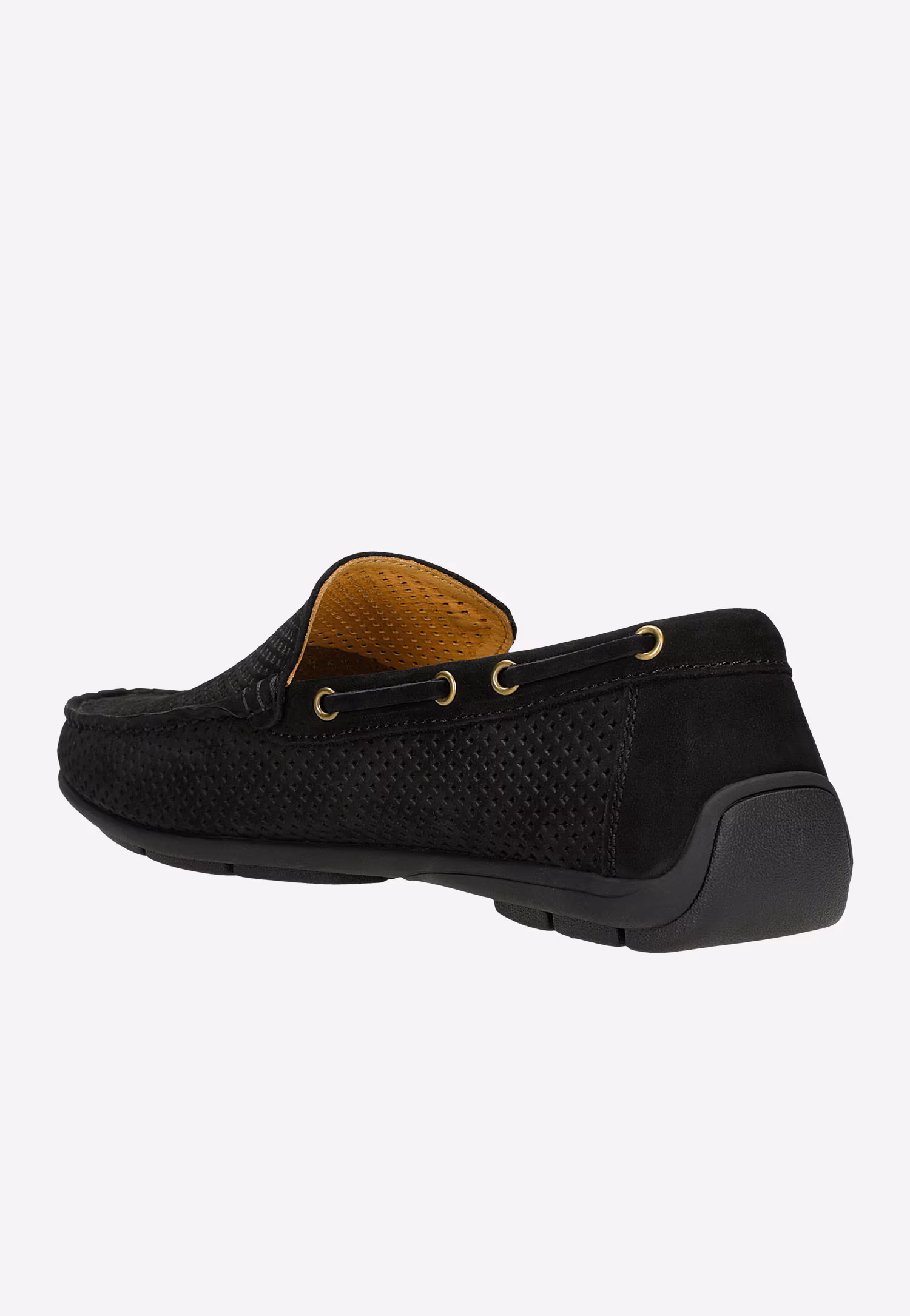 Brązowe ażurowe mokasyny męskie ze skóry licowej