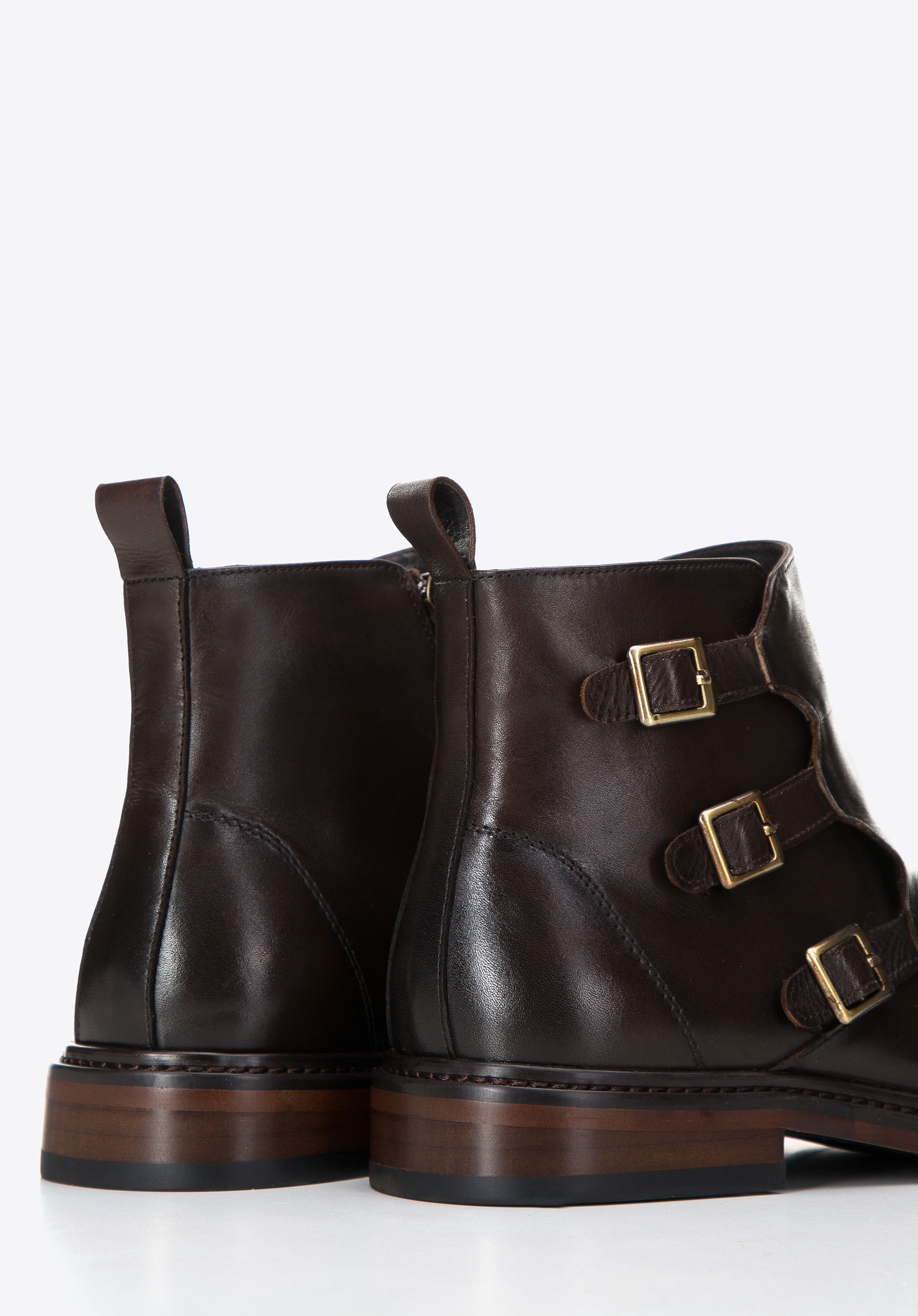 Męskie trzewiki skórzane z klamrami