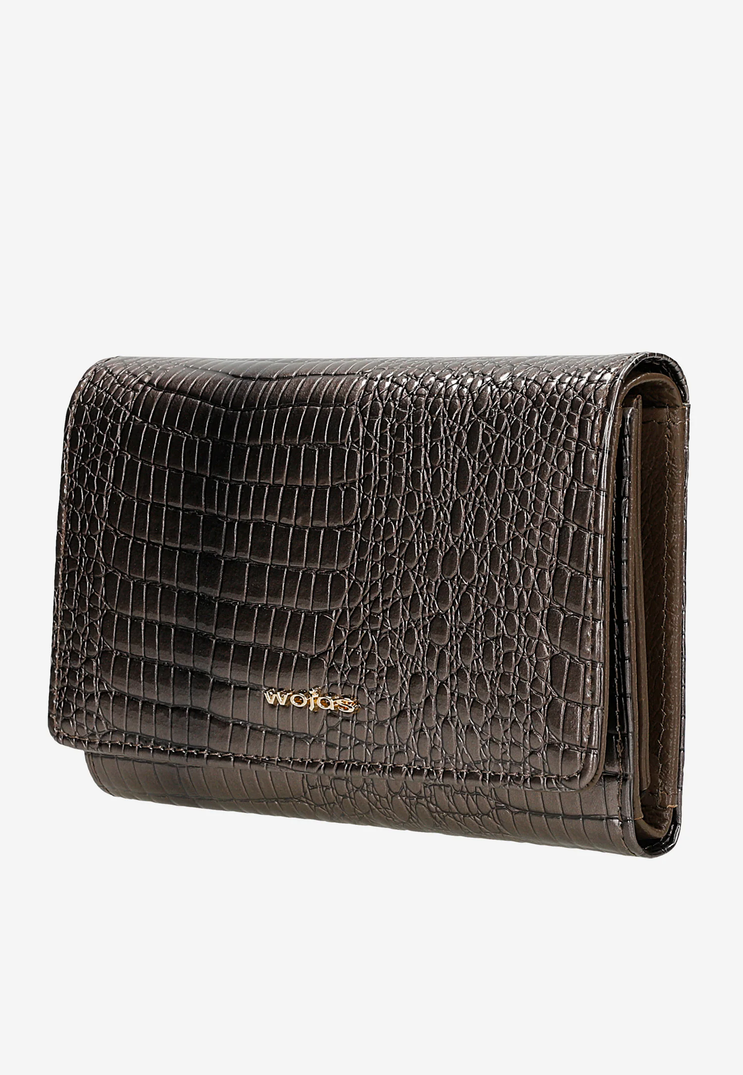 Beżowy portfel damski lakierowany