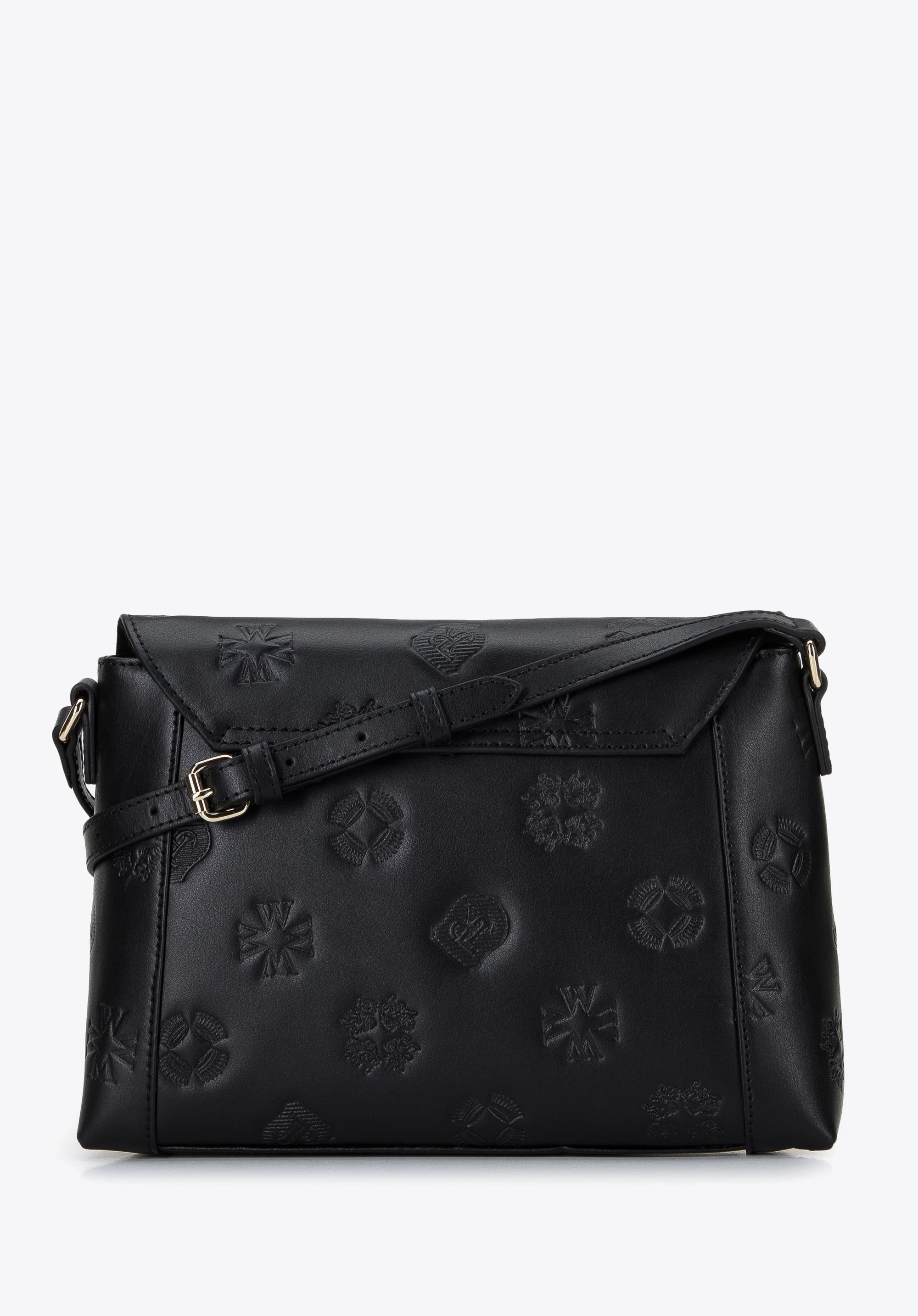 Damska listonoszka skórzana w monogram z pionowymi suwakami