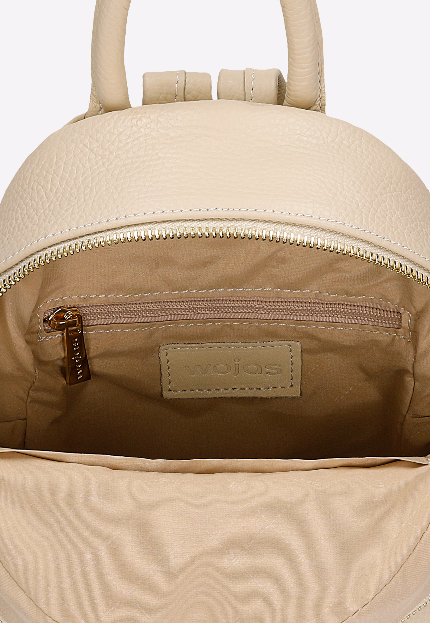 Mały beżowy plecak miejski ze skóry licowej