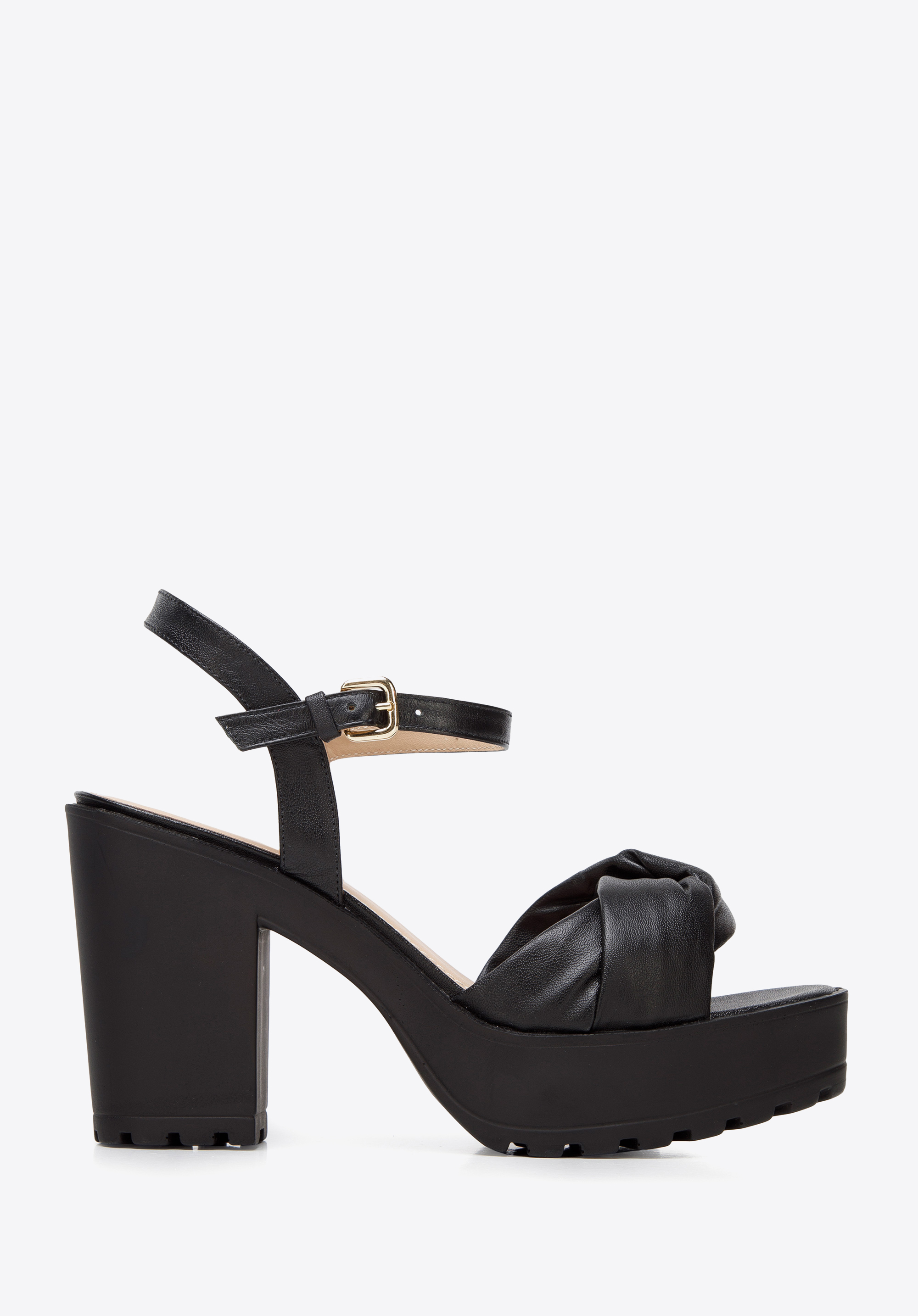 Sandały skórzane z miękkim paskiem na platformie