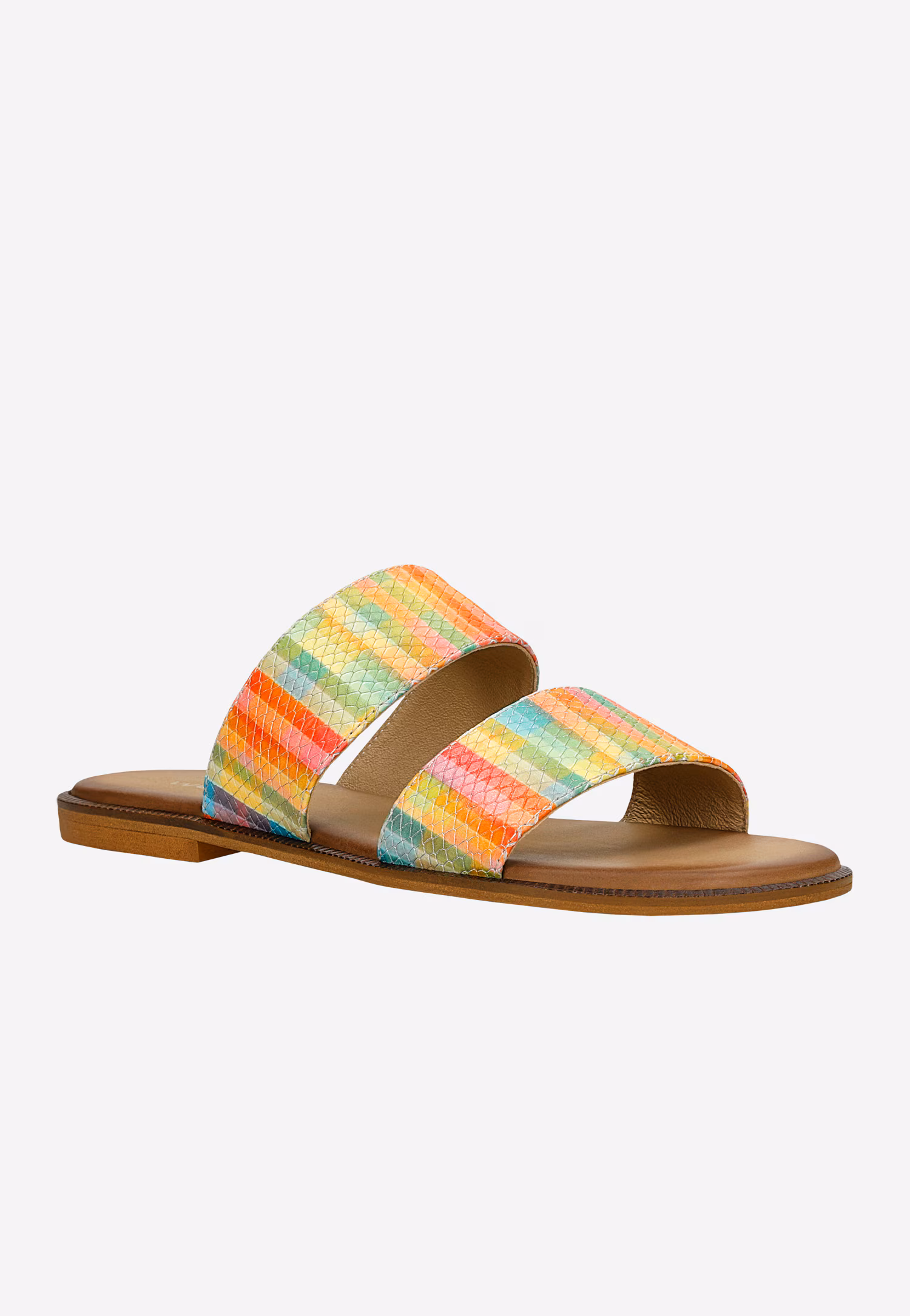 Kolorowe skórzane klapki damskie