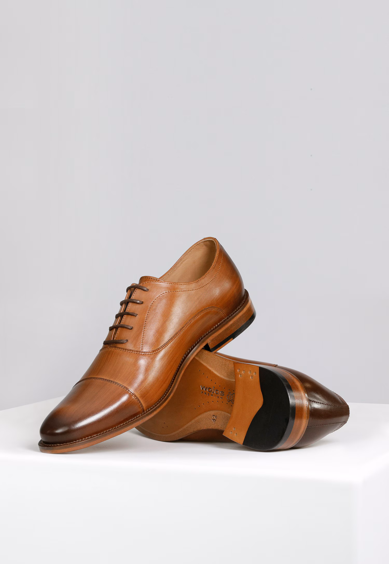 PREMIUM półbuty męskie wizytowe ze skórzaną podeszwą