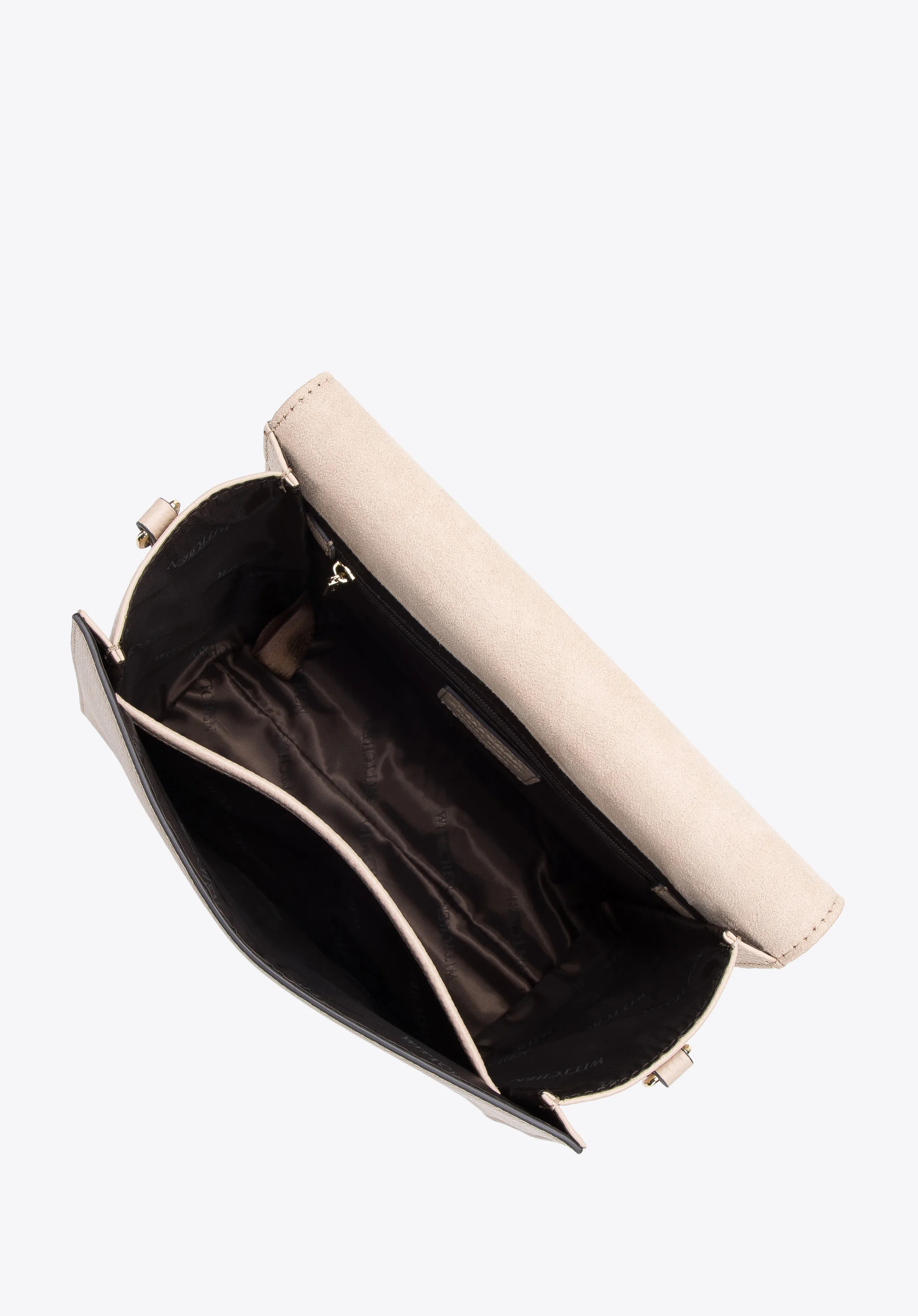 Damska torebka skórzana z klapą o nieregularnym kształcie