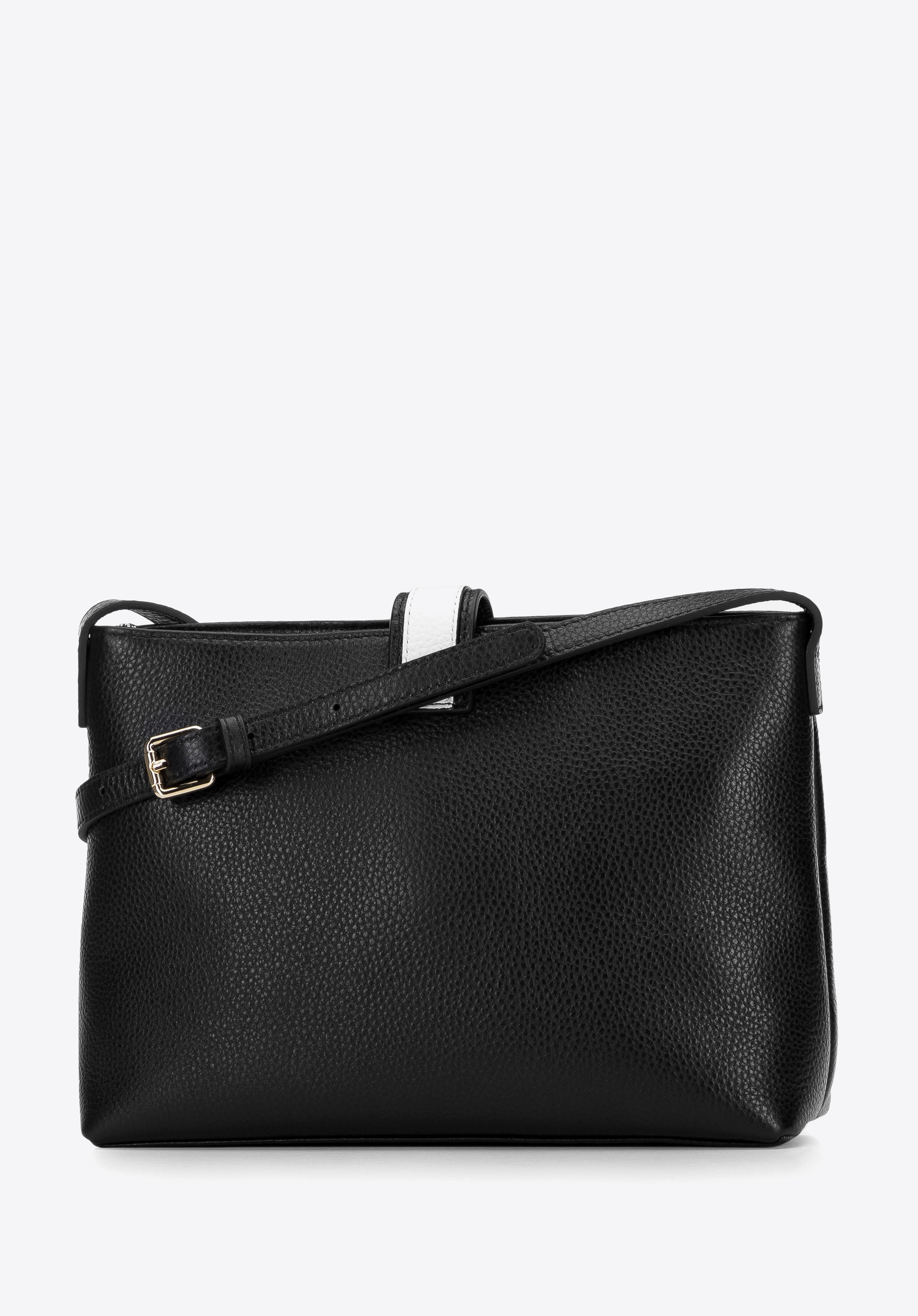 Damska listonoszka ze skóry z kontrastowym zapięciem