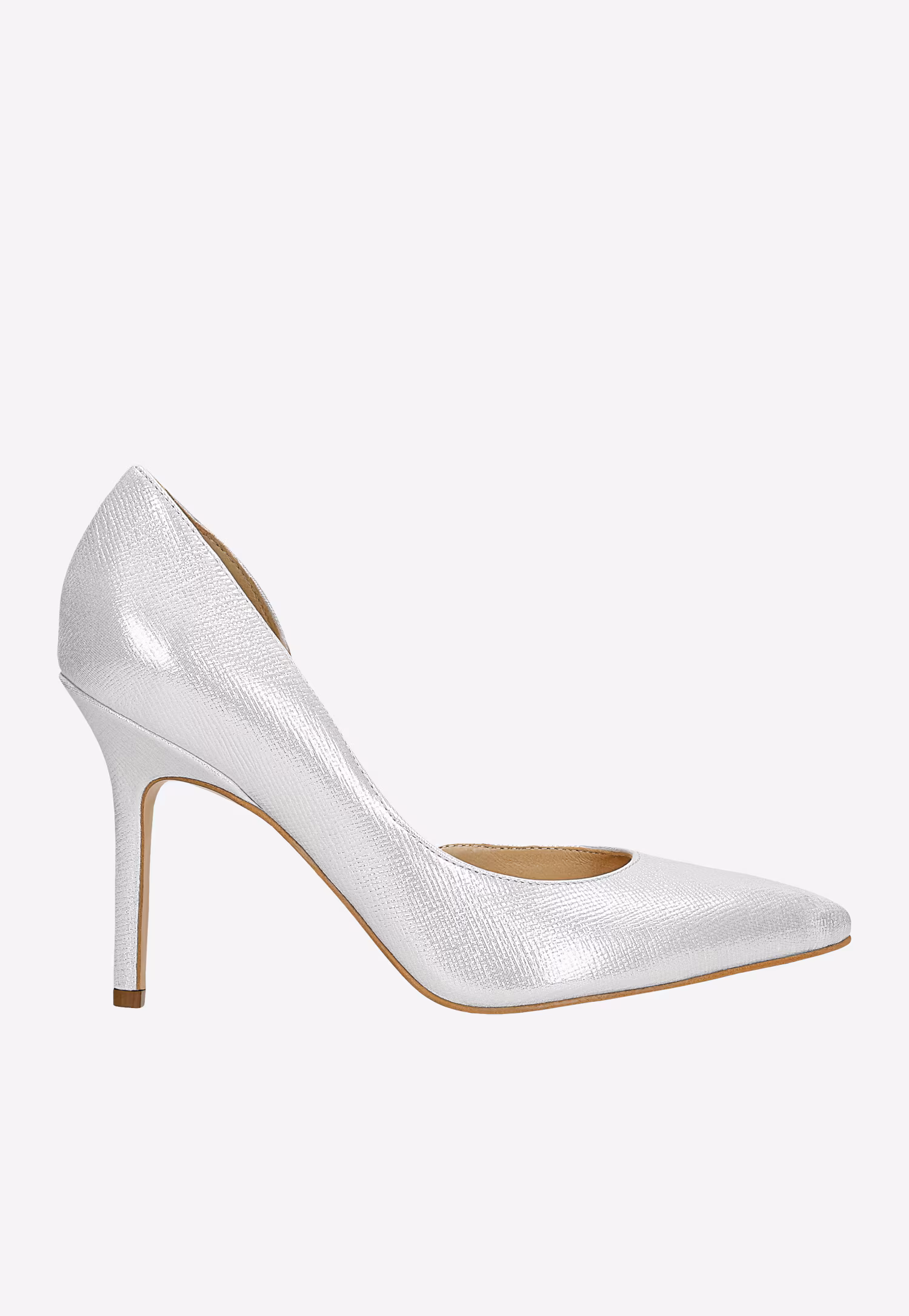 Srebrne eleganckie czółenka na szpilce