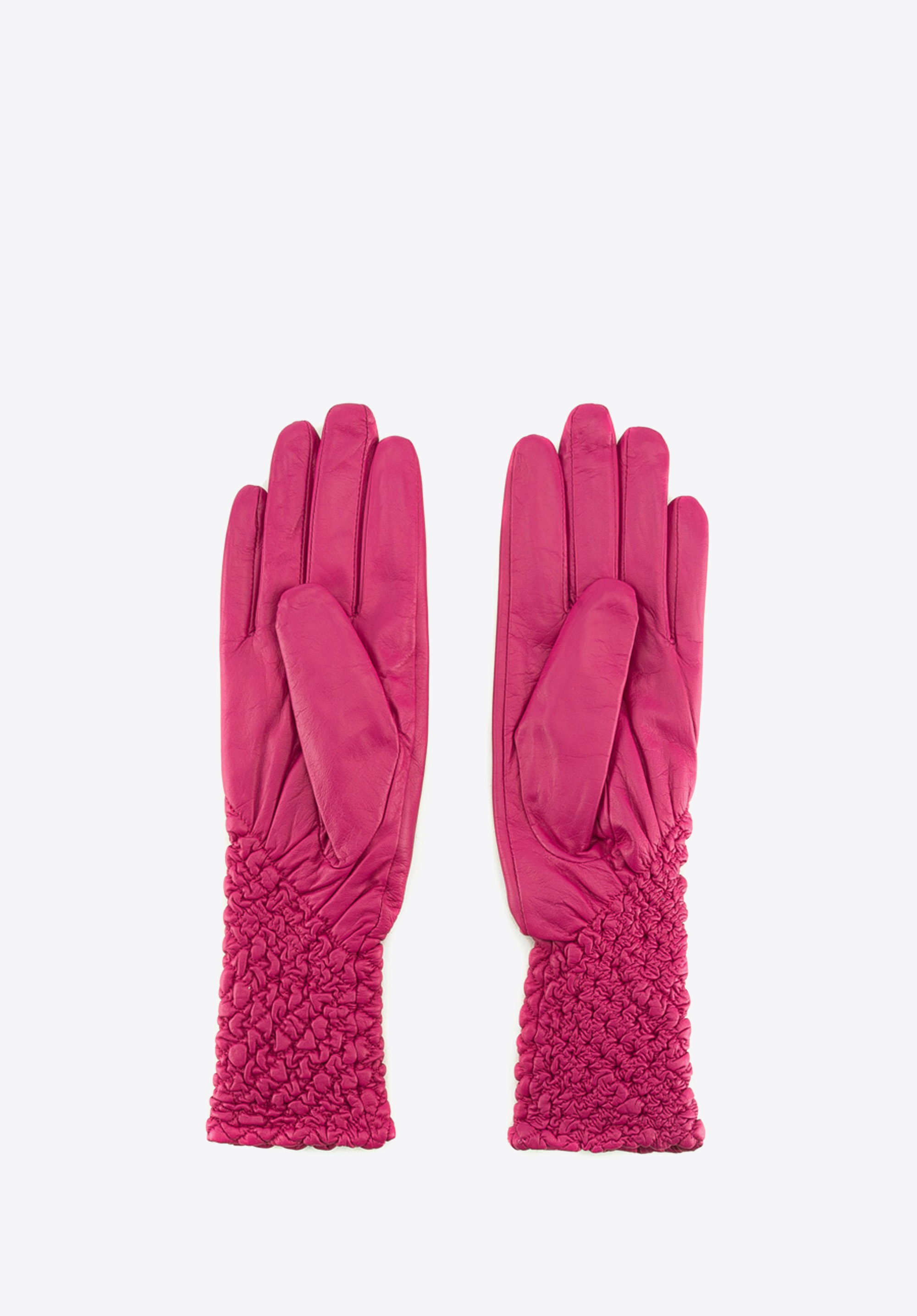 Damskie rękawiczki skórzane marszczone