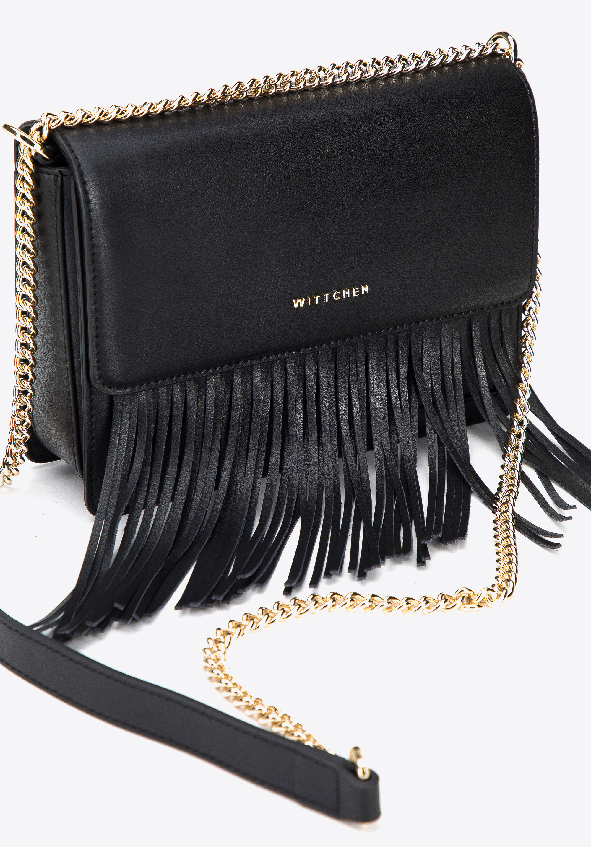 Damska listonoszka skórzana z frędzlami