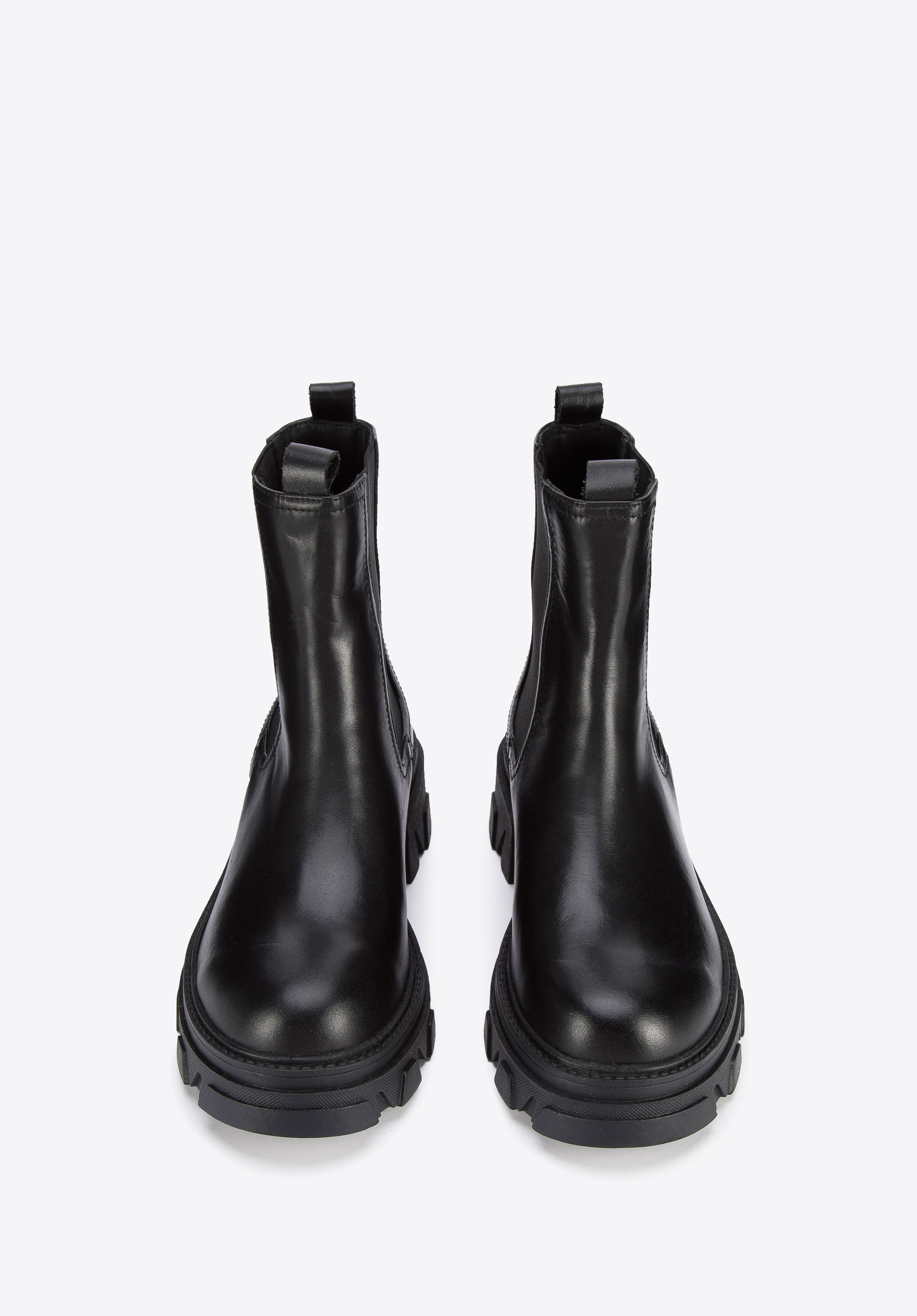 Damskie sztyblety ze skóry na platformie