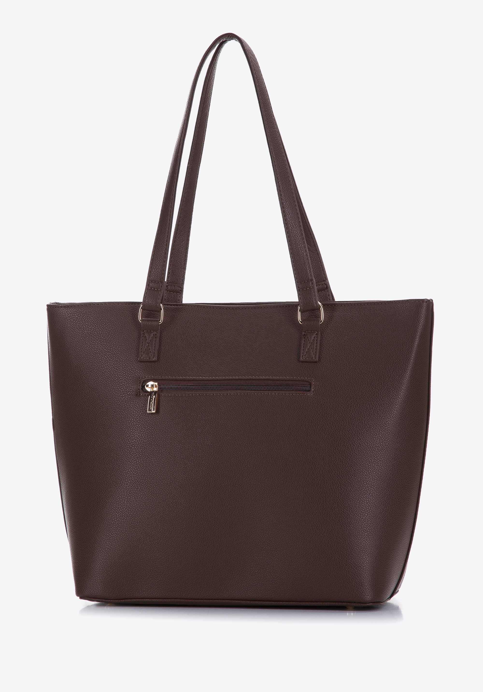 Torebka shopperka z ekoskóry z otwartą kieszenią z przodu