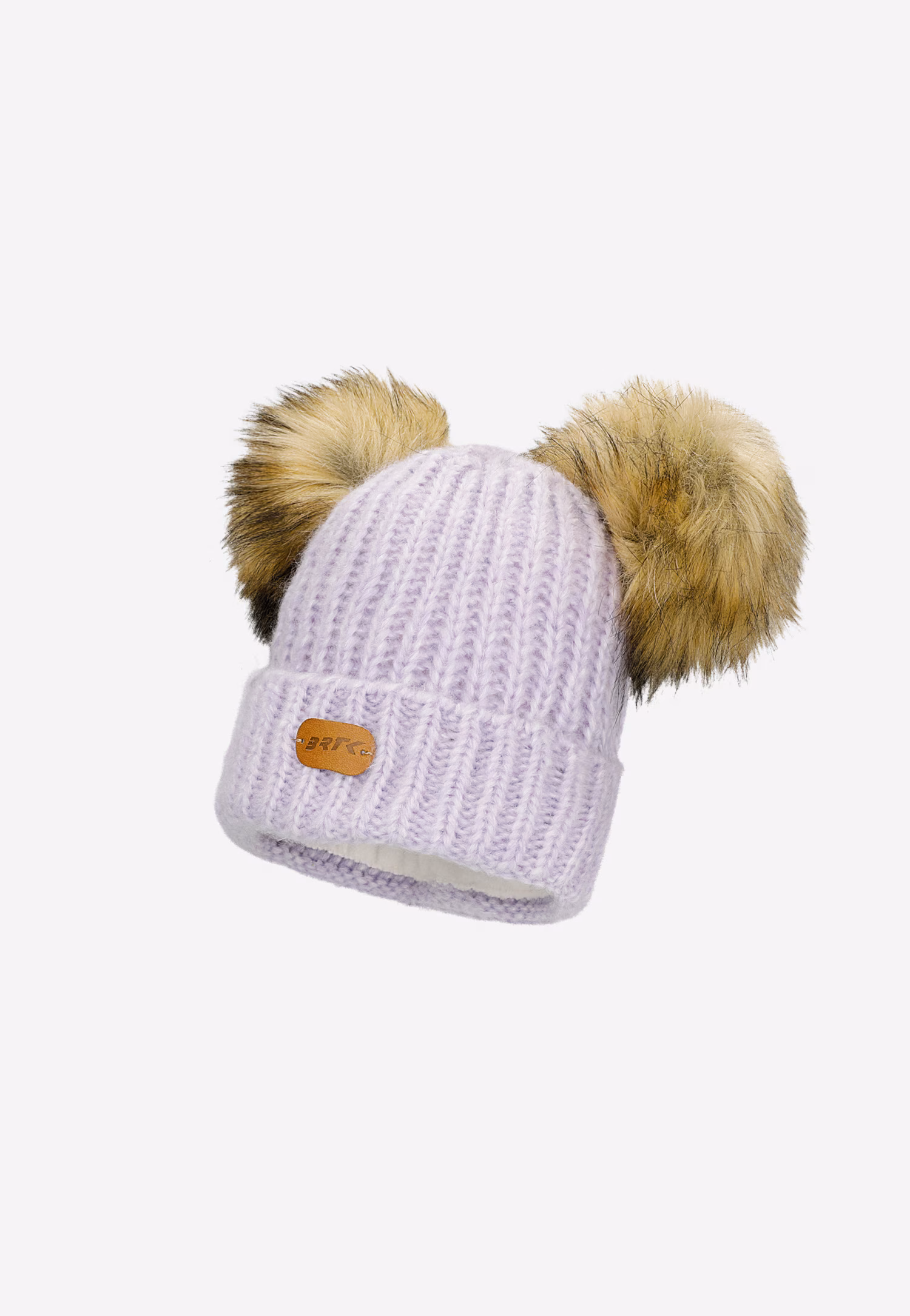 Fioletowy zestaw BARTEK 85603-86  z wełną merino - czapka z dwoma pomponami i komin