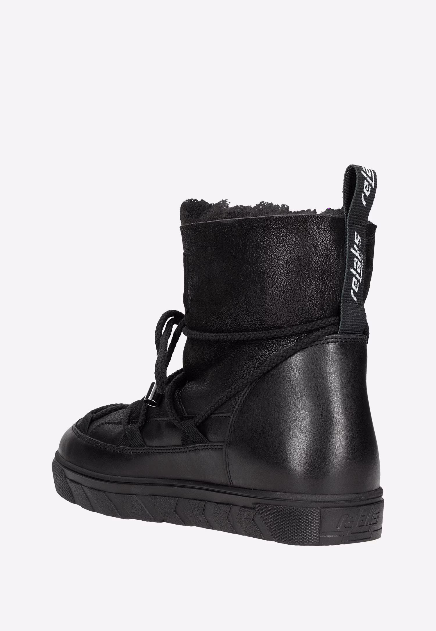 Czarne śniegowce damskie RELAKS z podszewką ze skóry owczej