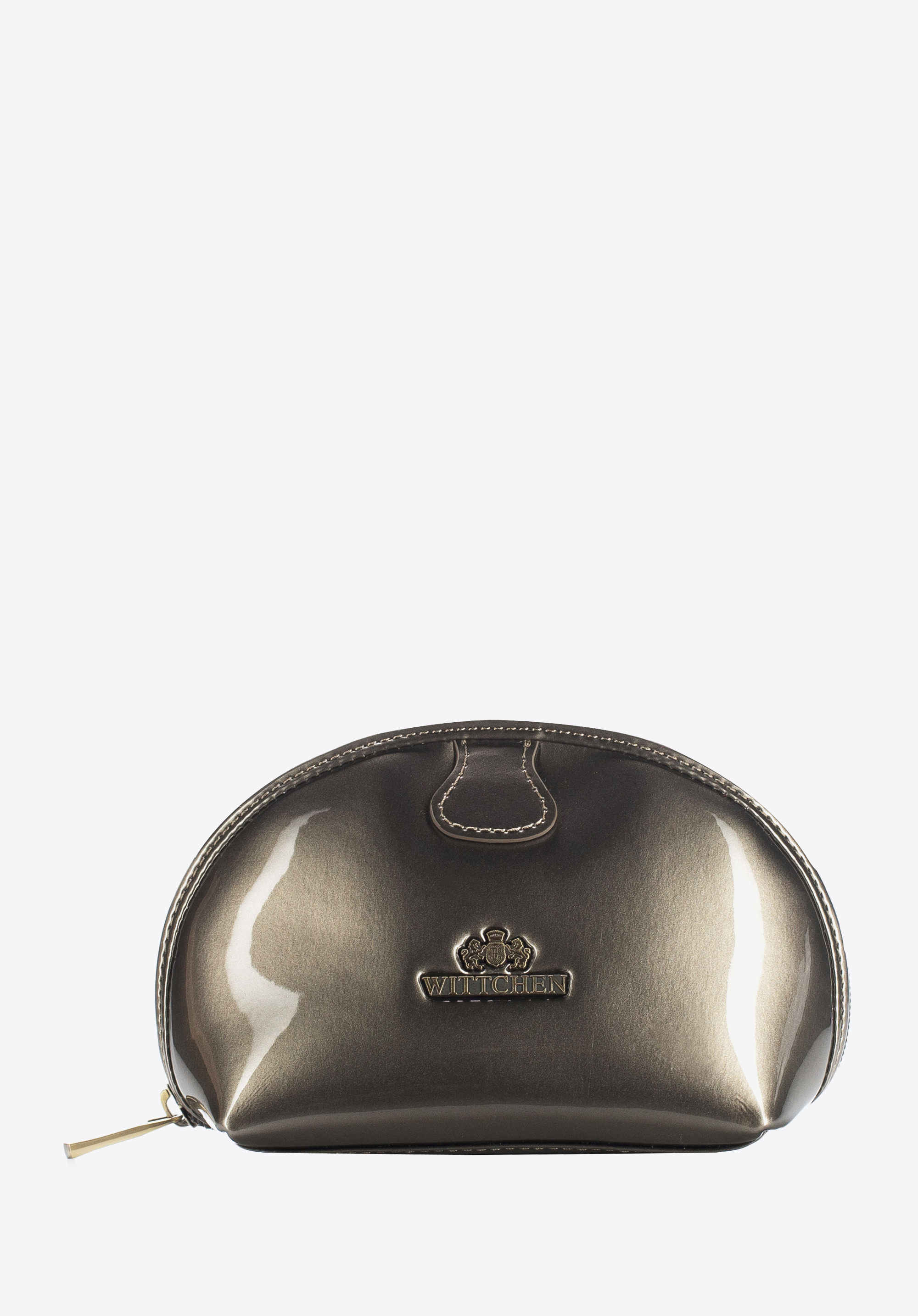 Kosmetyczka skórzana lakierowana półokrągła