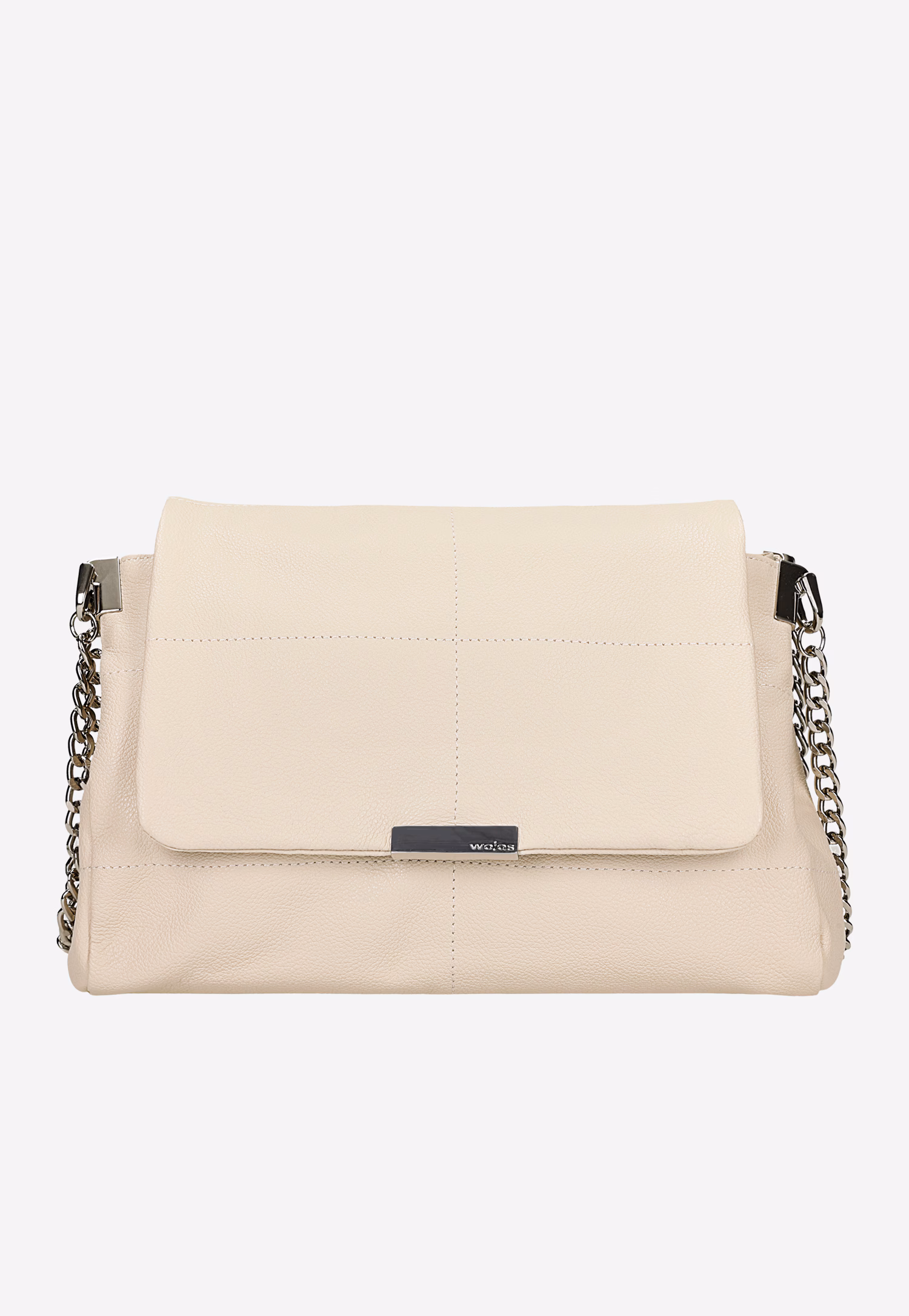 Mała beżowa skórzana torebka na co dzień