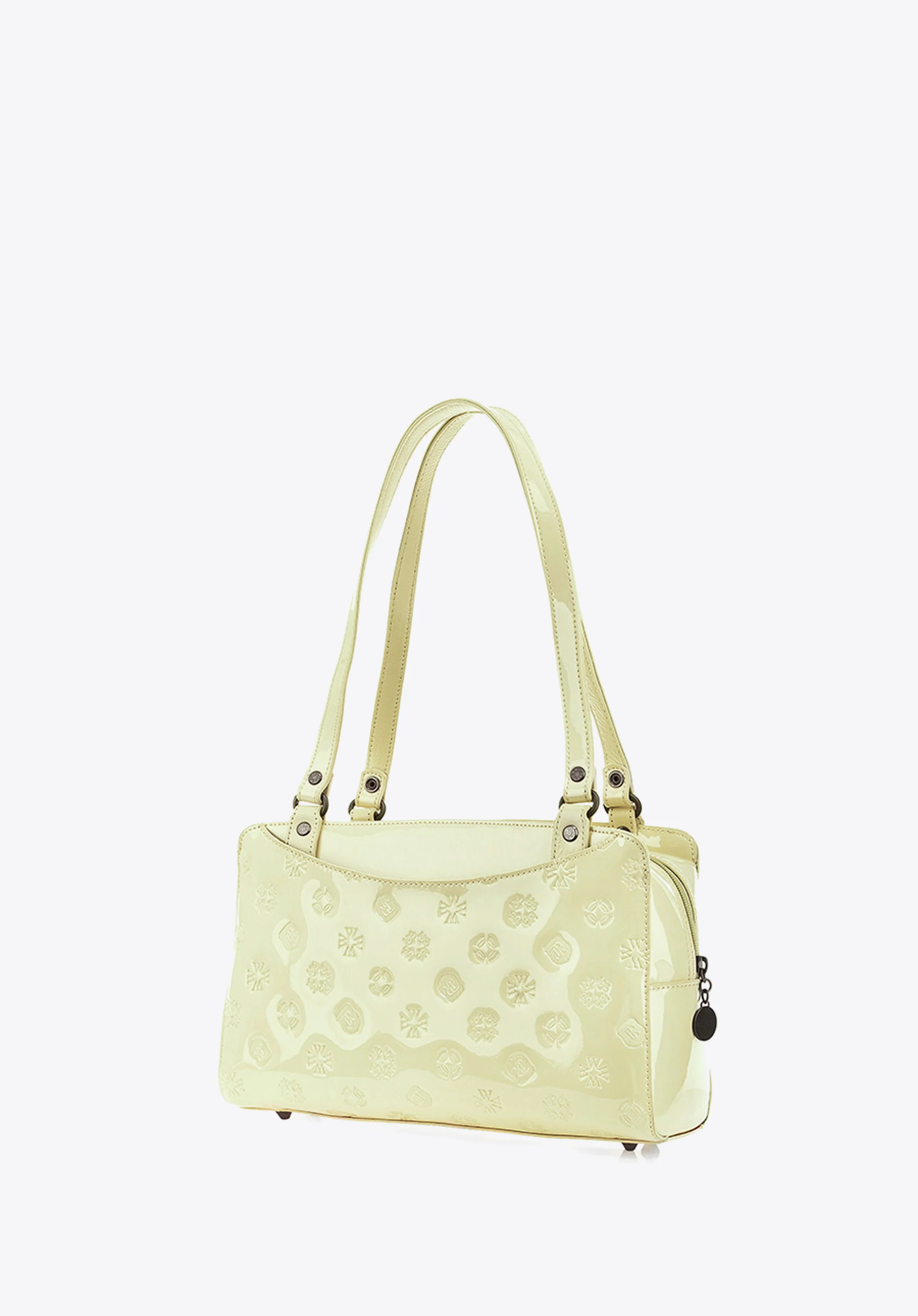 Torebka shopperka skórzana lakierowana z kieszeniami