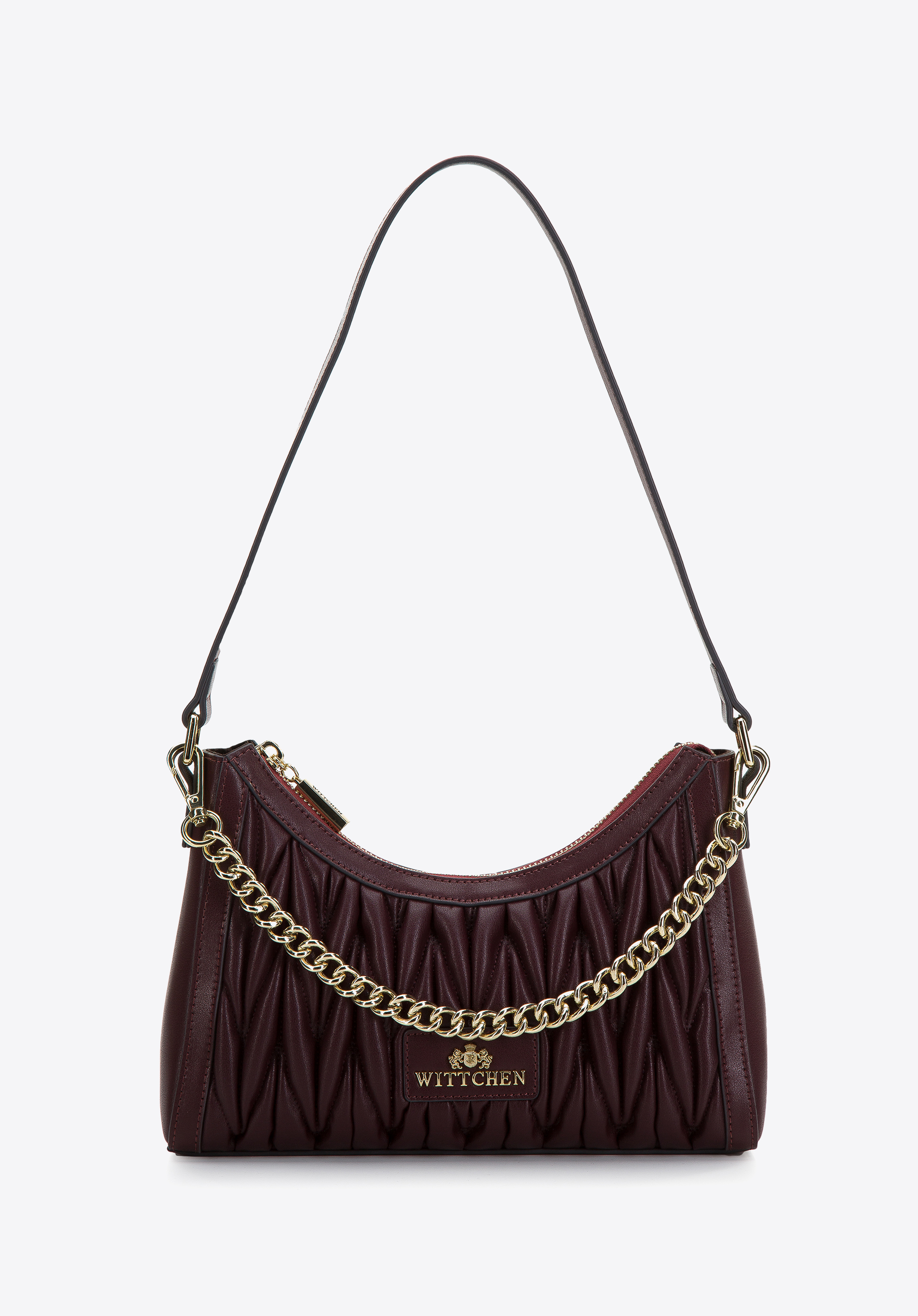 Damska torebka bagietka skórzana z marszczeniem