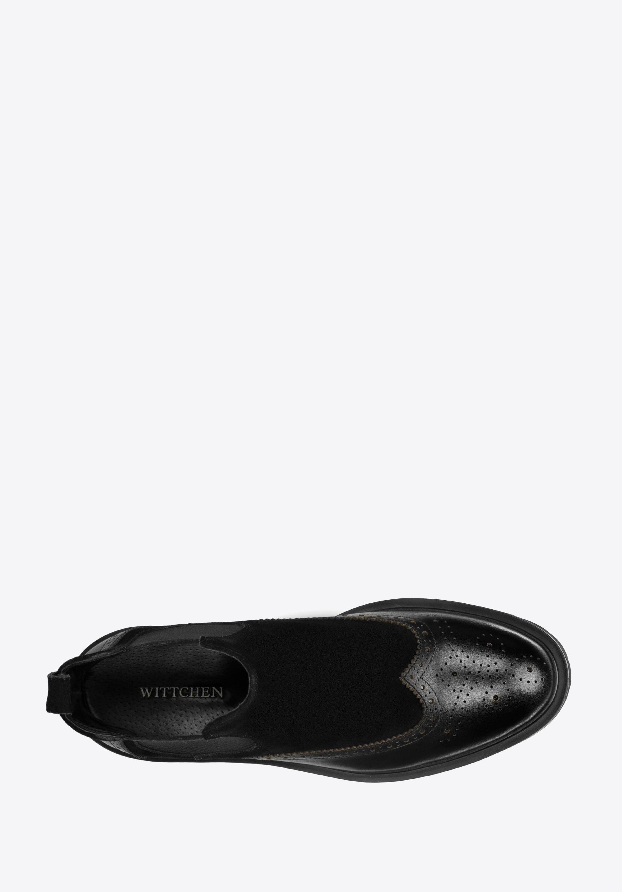 Męskie sztyblety z dwóch rodzajów skór ze zdobieniem