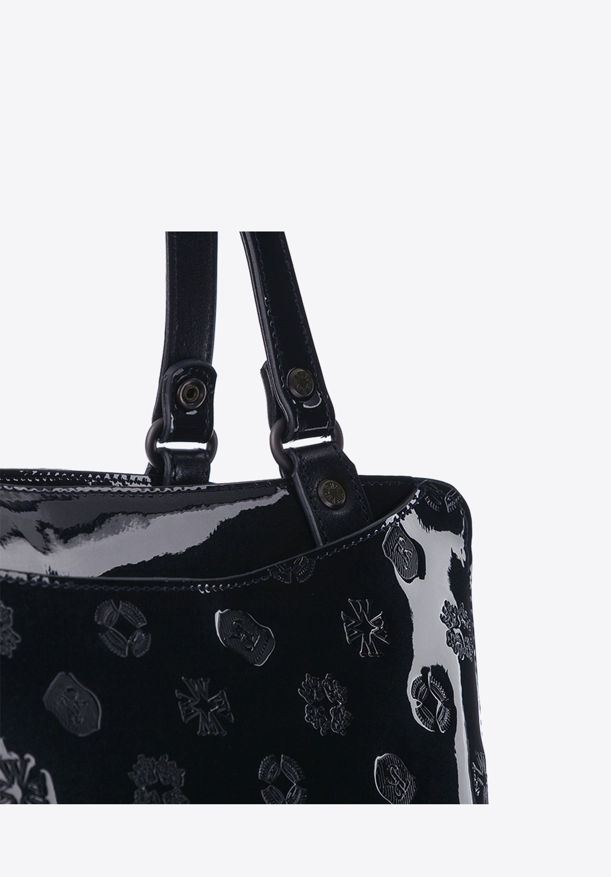 Torebka shopperka skórzana lakierowana z kieszeniami