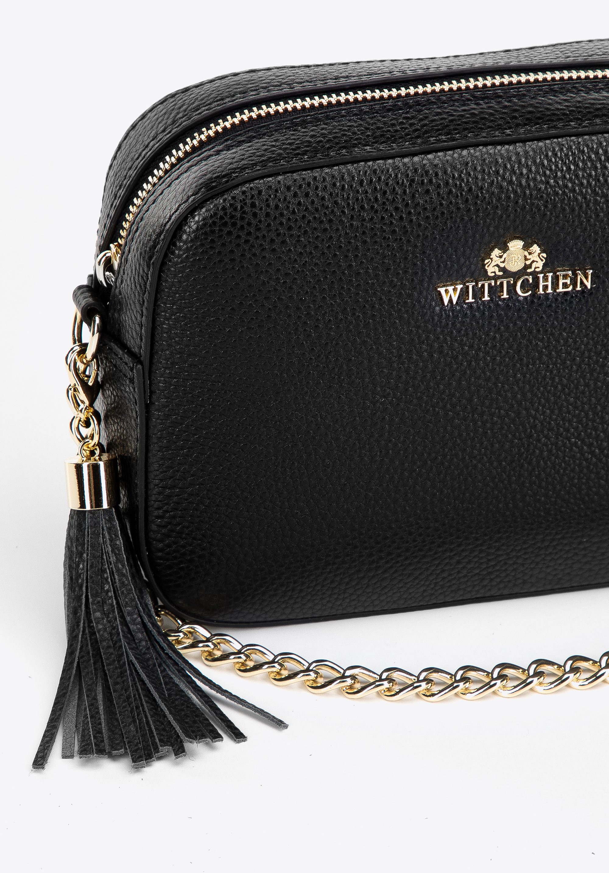 Damska listonoszka skórzana pudełkowa na łańcuszku