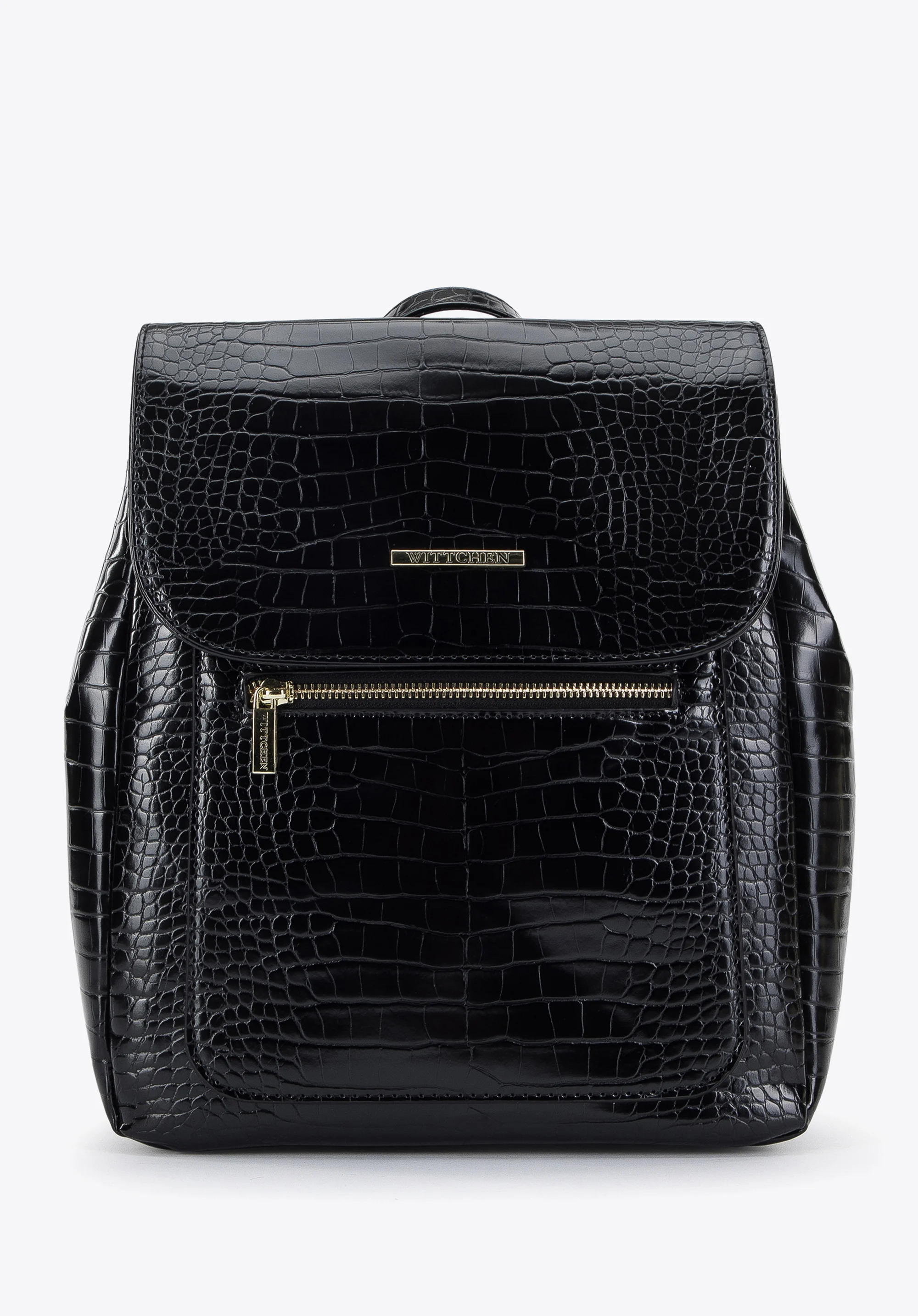 Damski plecak z ekoskóry croco z kieszenią z przodu
