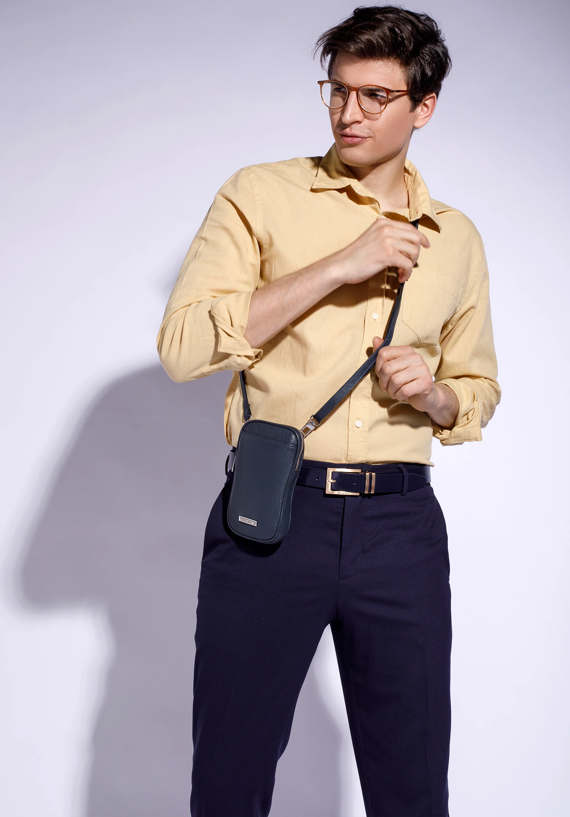 Męska torba na telefon skórzana