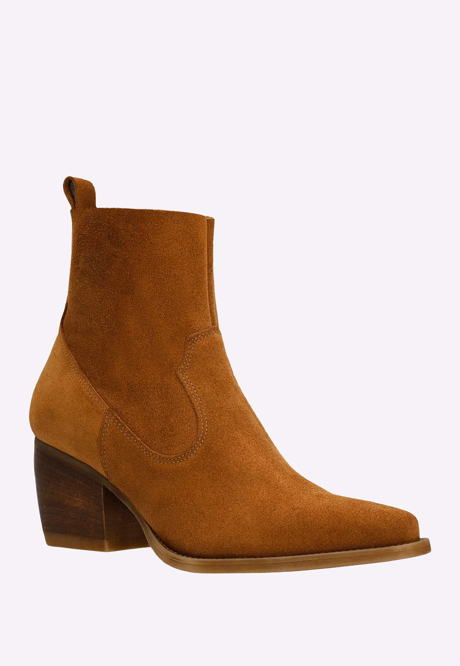 Brązowe kowbojki damskie z ciekawymi przeszyciami