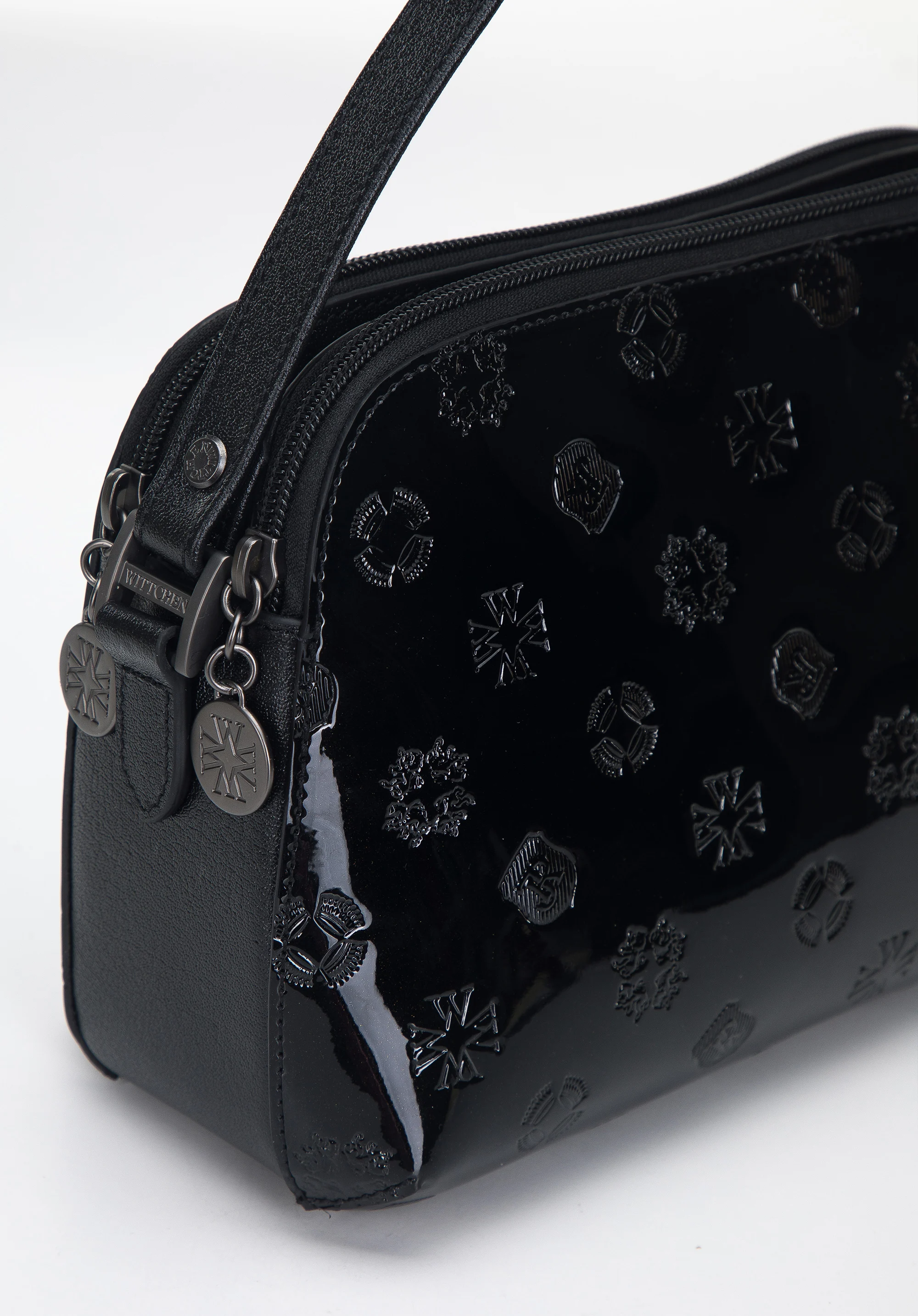 Damska listonoszka skórzana lakierowana z monogramem