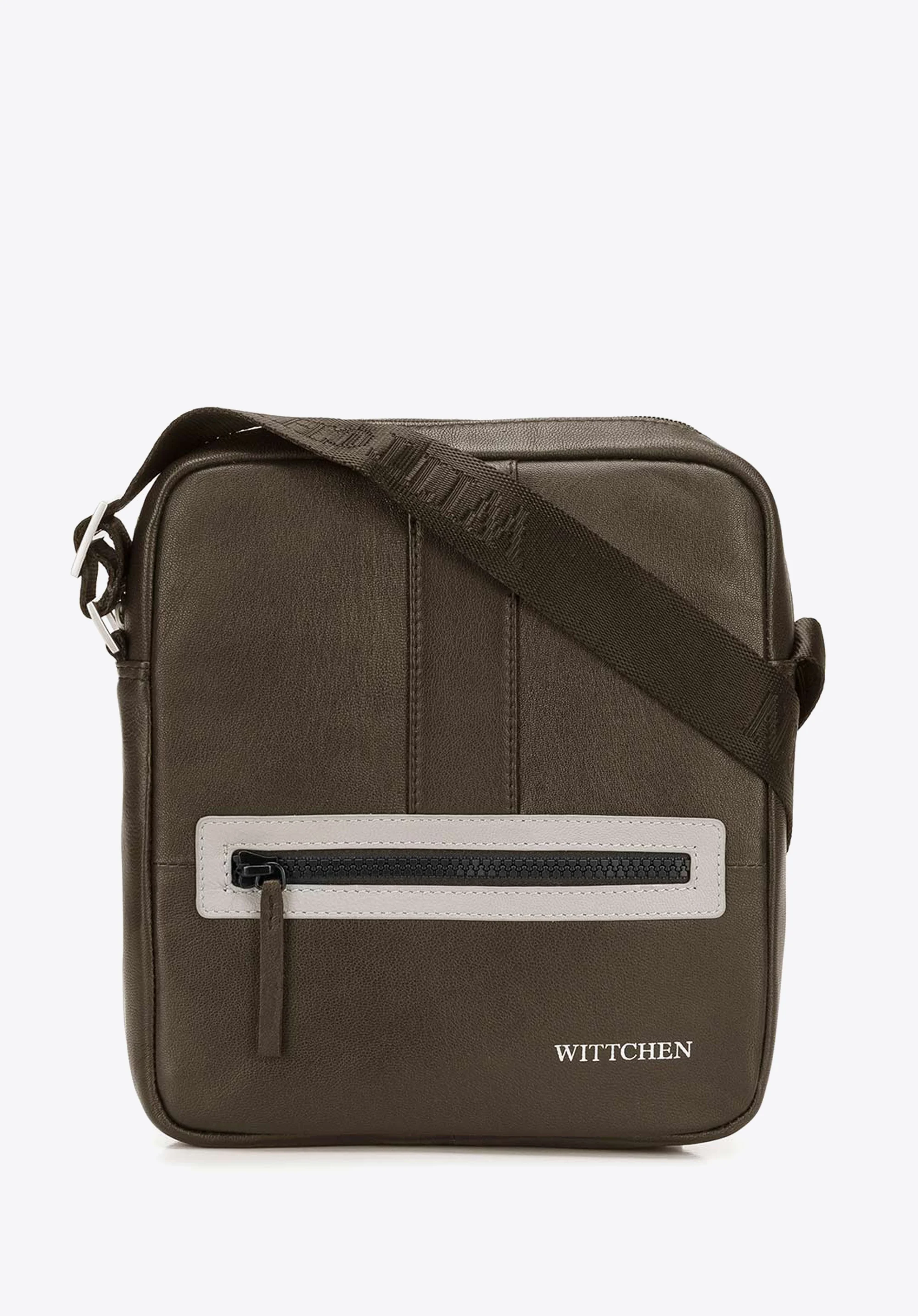 Męska listonoszka skórzana stębnowana mała