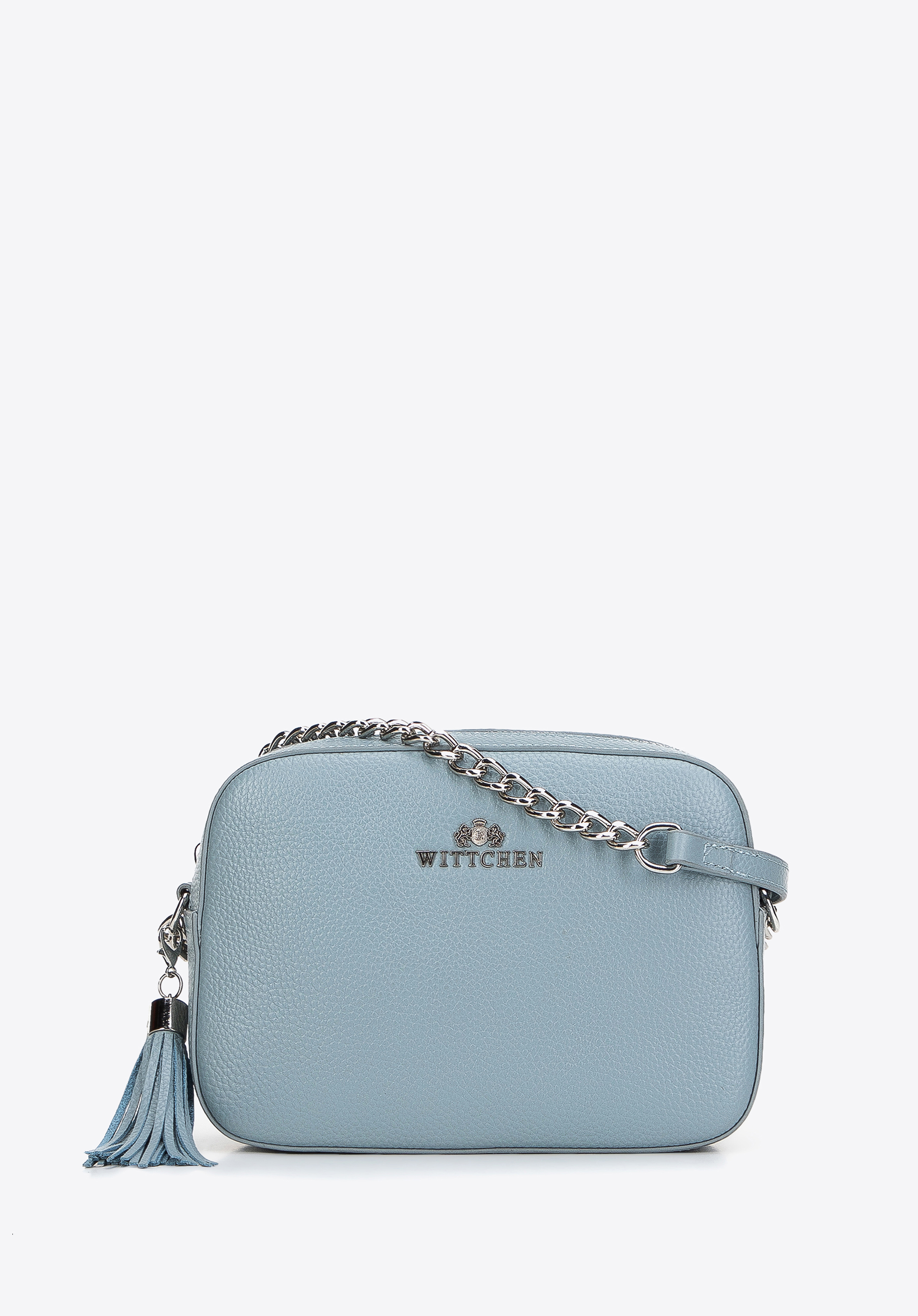 Damska listonoszka skórzana pudełkowa na łańcuszku