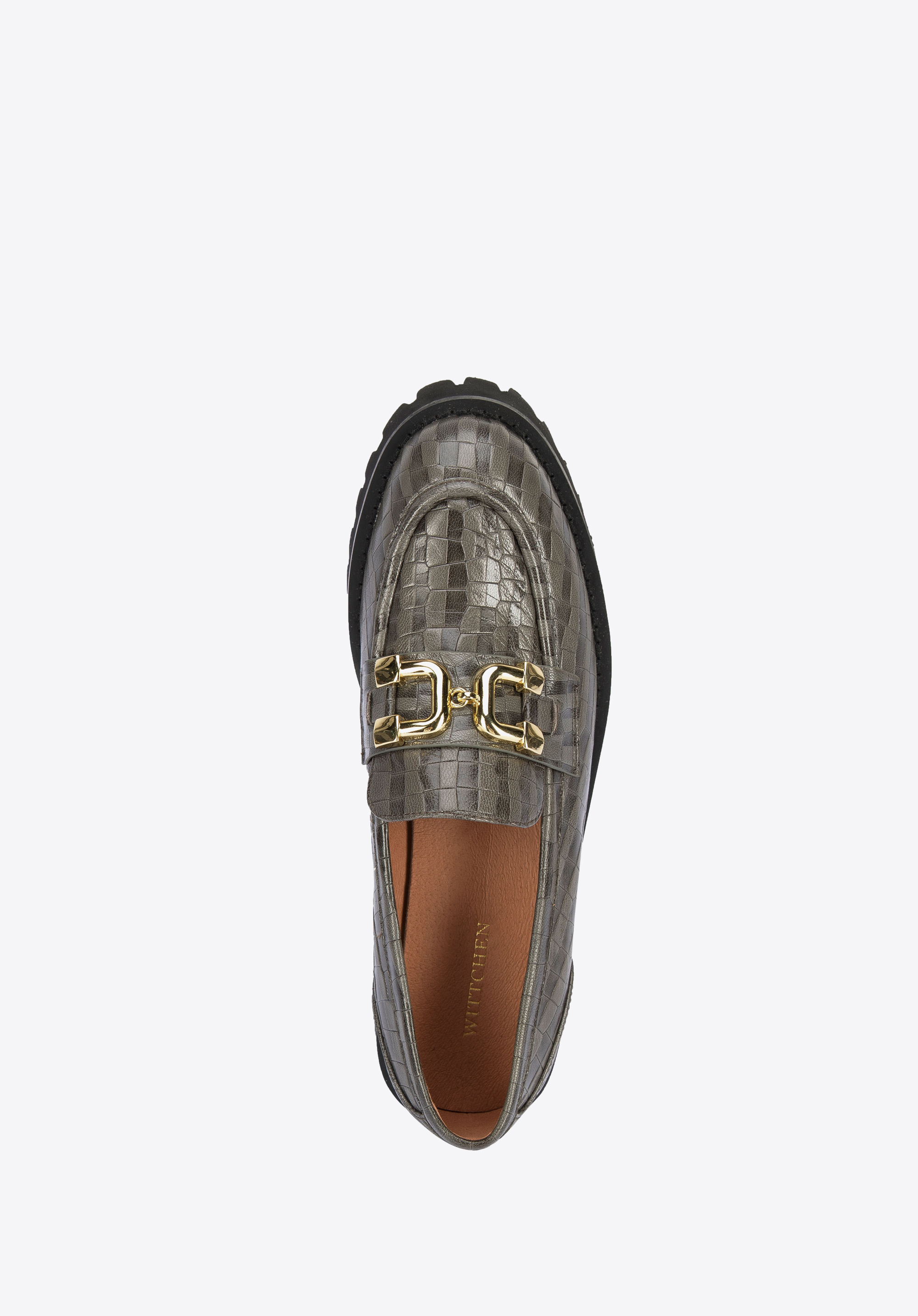 Damskie mokasyny ze skóry z klamerką