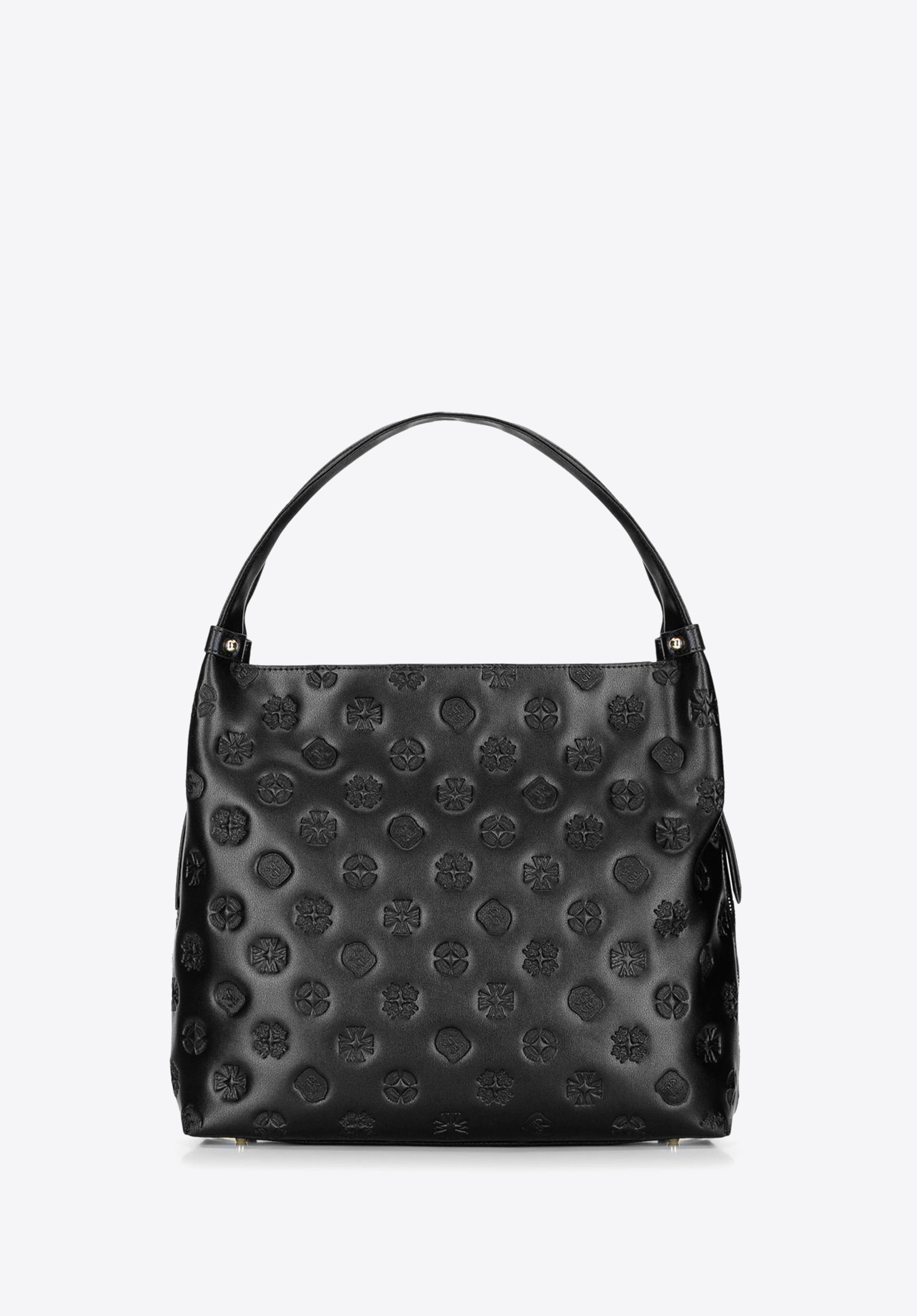 Torebka worek skórzana z monogramem i suwakami