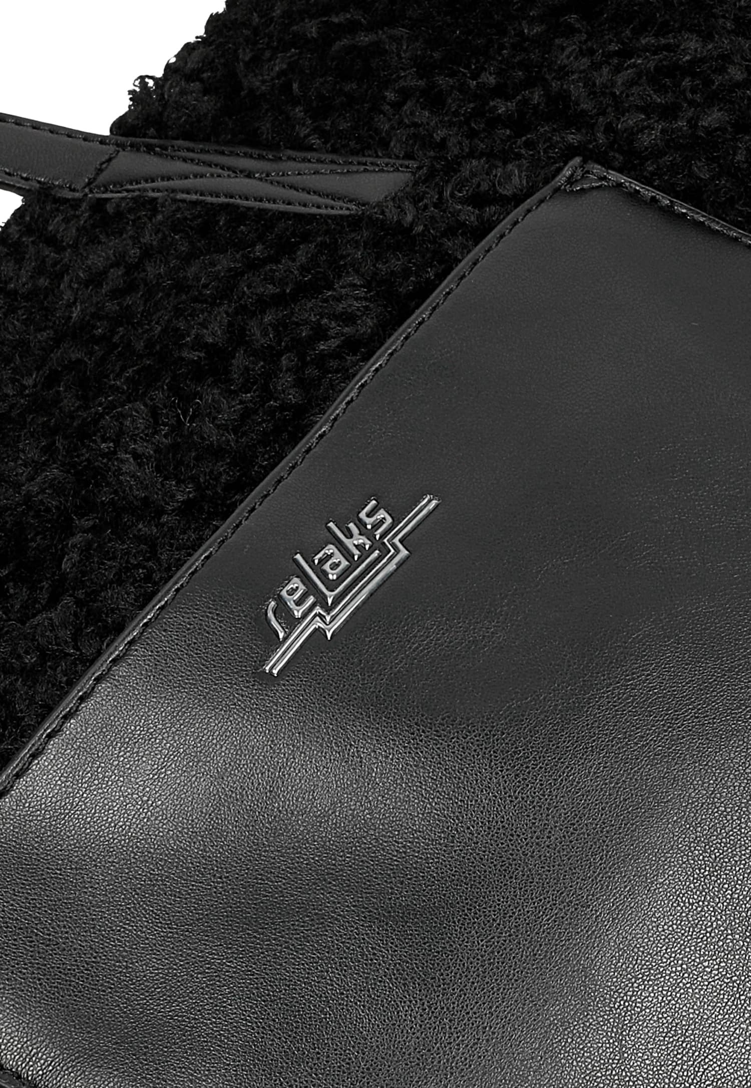 RELAKS duża czarna torebka z futerkiem typu baranek