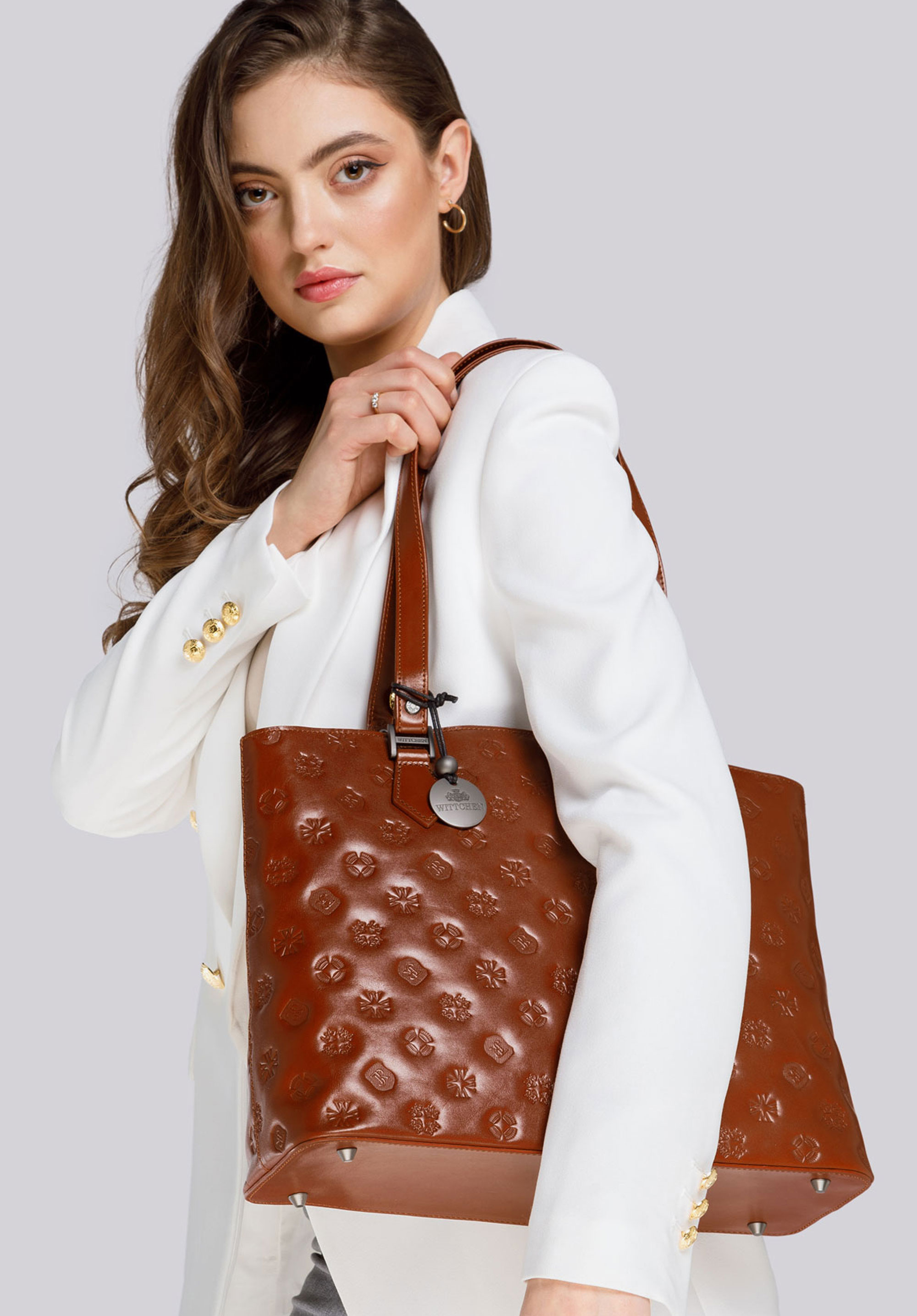 Torebka shopperka skórzana wytłaczana