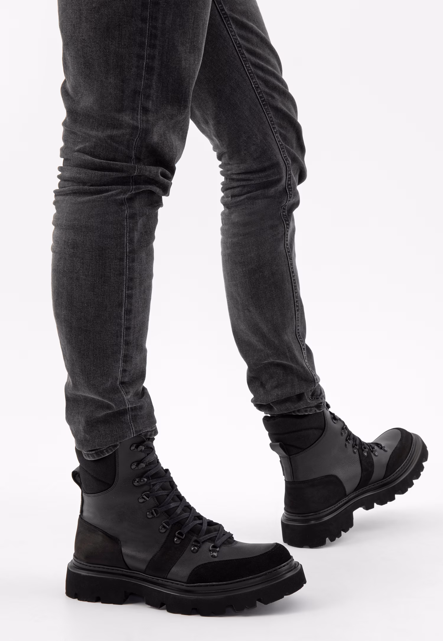 Czarne masywne bikery męskie z ociepleniem