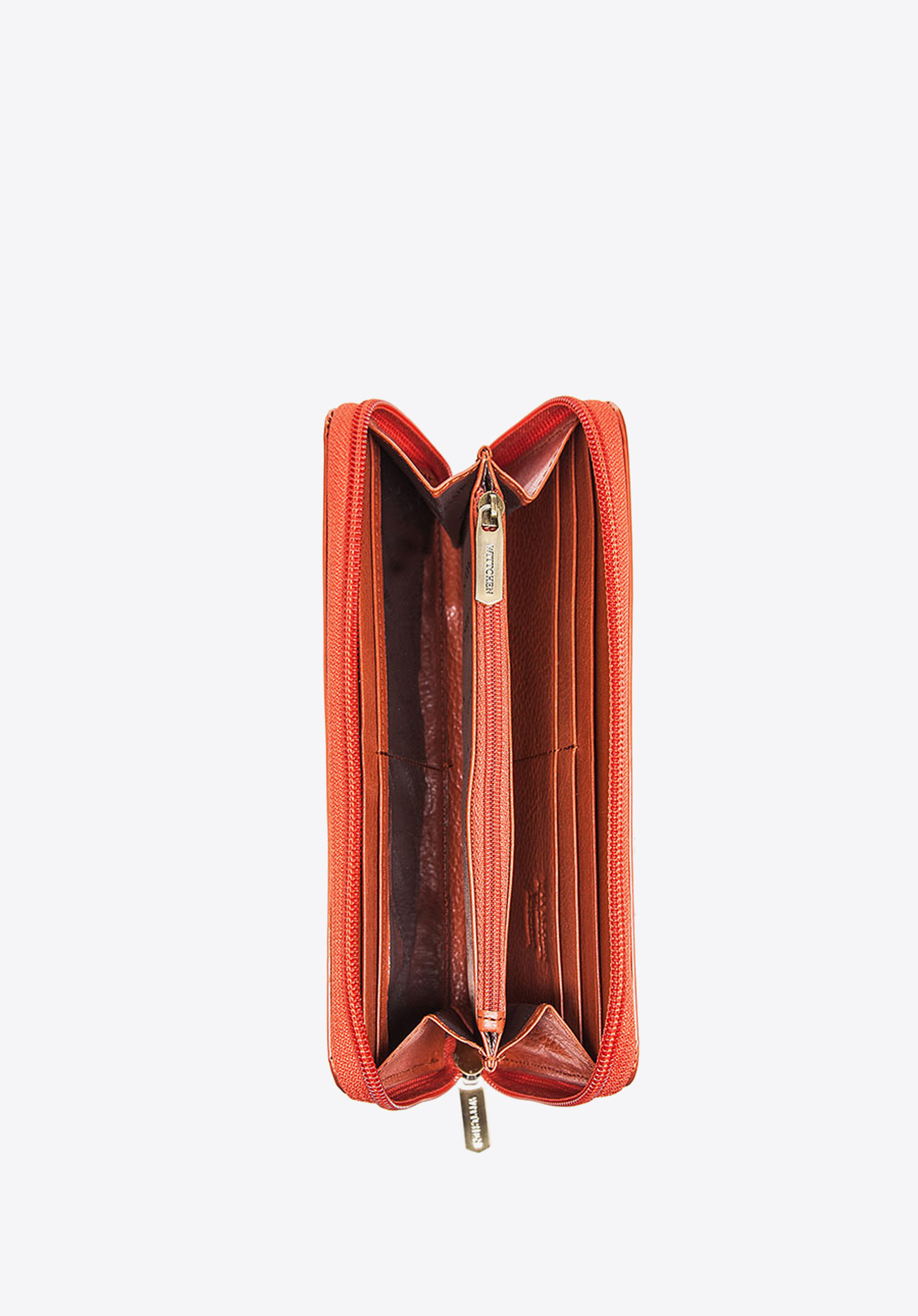 Damski portfel ze skóry lakierowany na suwak