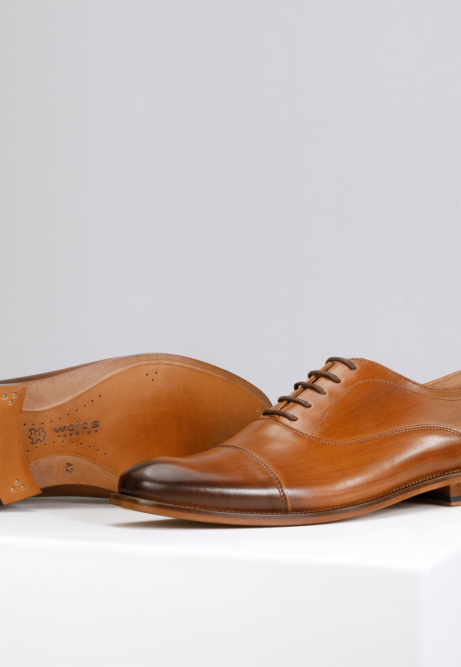 PREMIUM półbuty męskie wizytowe ze skórzaną podeszwą